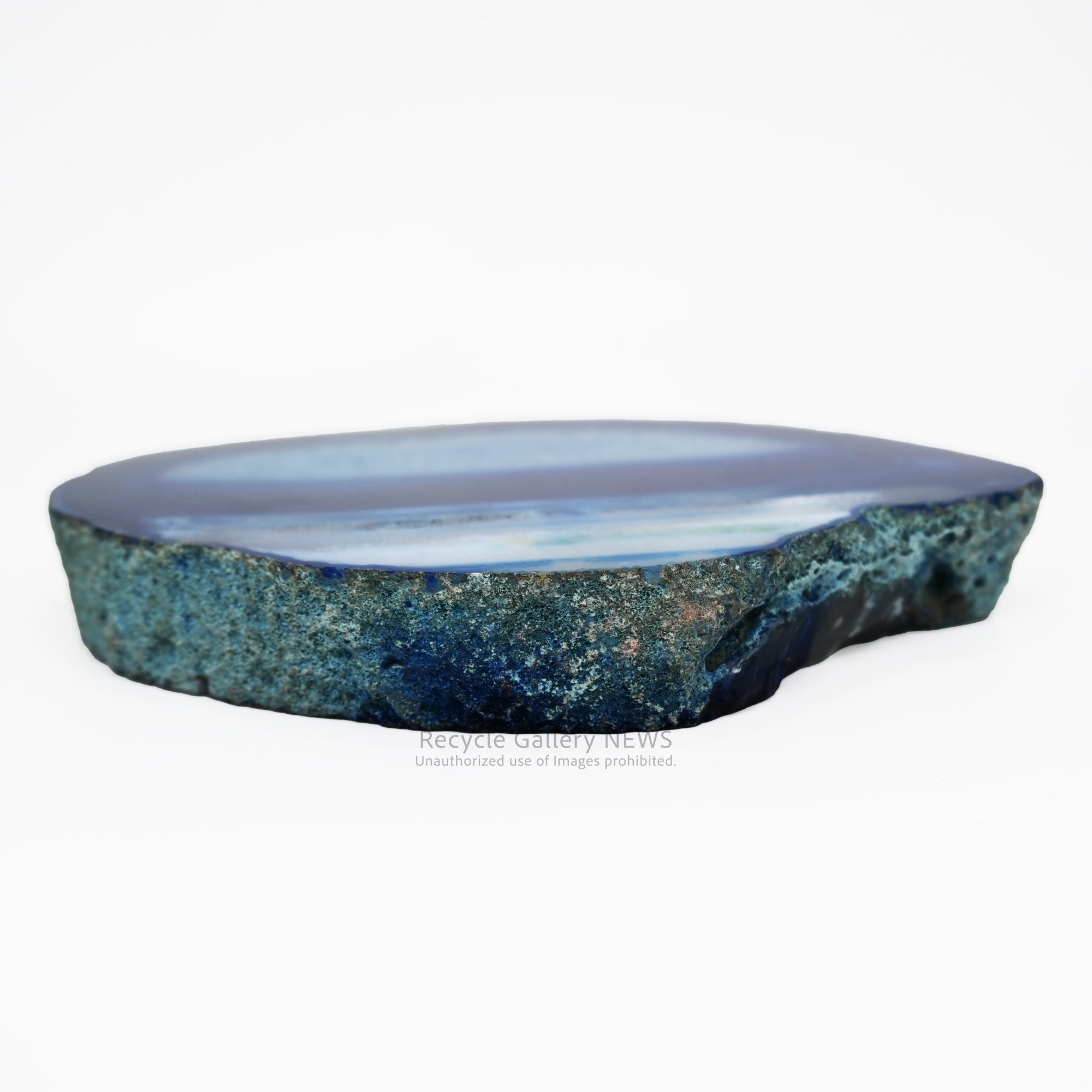 Blue Agate Slice Coaster Gemstone Decorative Object Japandi / 青い瑪瑙のコースター 天然石 置物  ジャパンディ