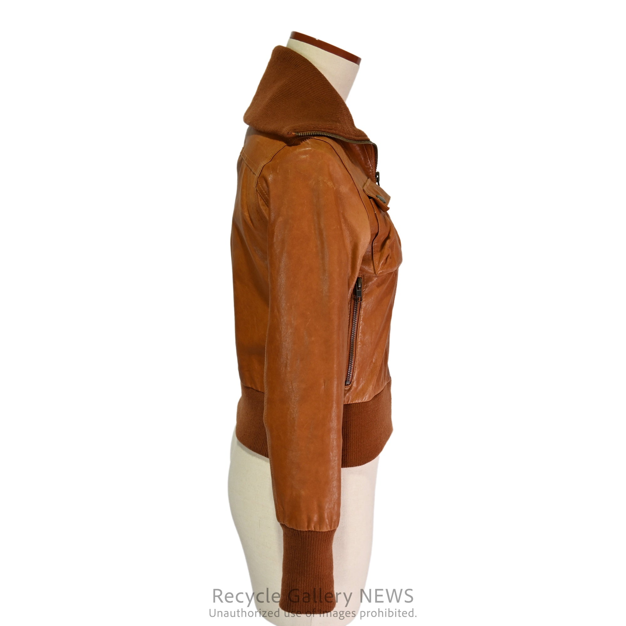 AG by aquagirl Lamb Leather Jacket Orange Brown / アクアガール 羊革 レザージャケット オレンジブラウン
