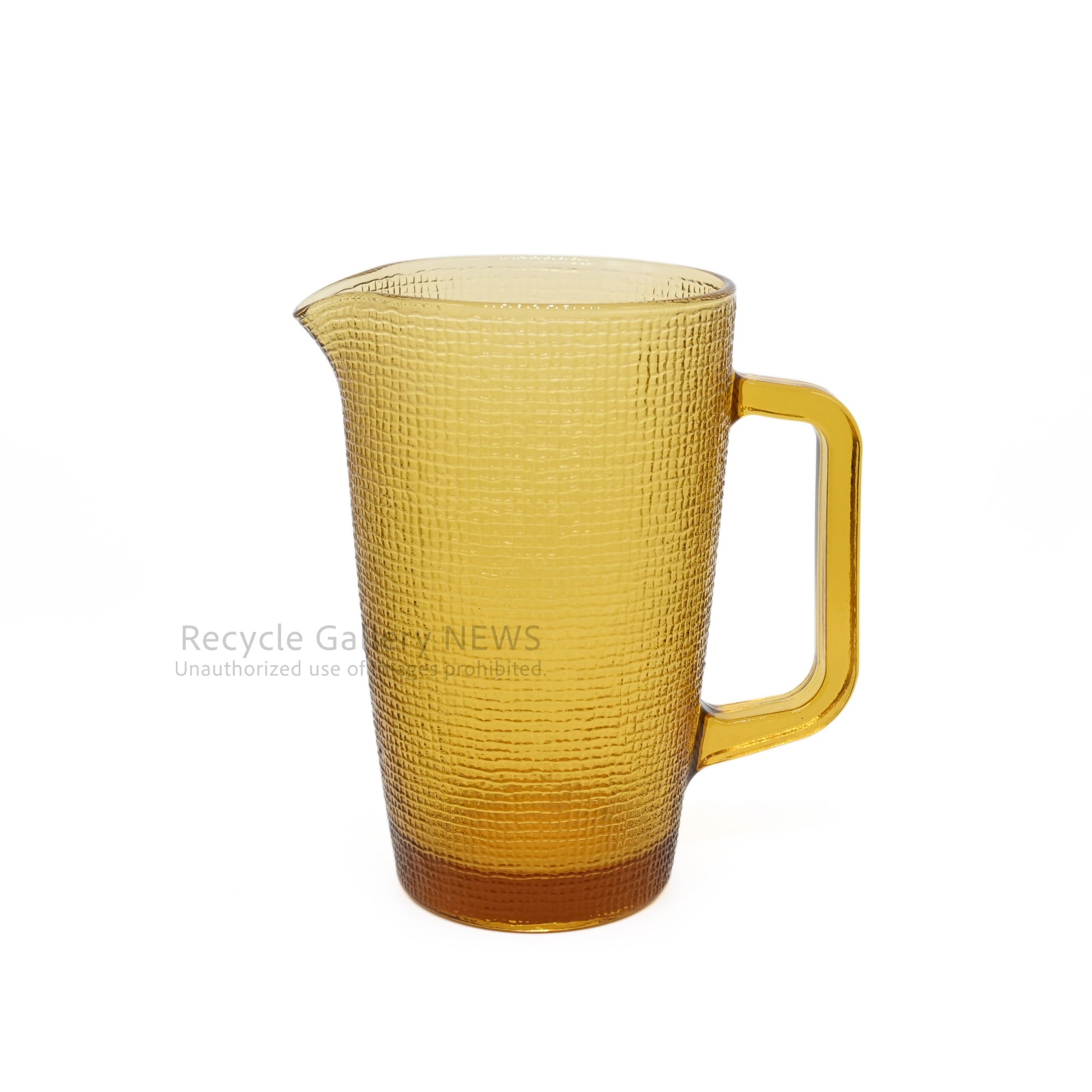 Amber Glass Jug Water Pitcher Flower Vase Vintage Craft / アンバーカラー ガラス ジャグ ピッチャー 花瓶 水差し 工芸品 黄色系