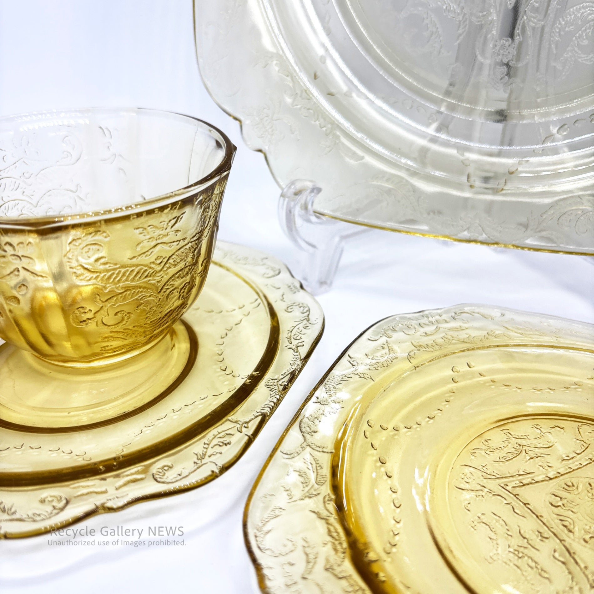Federal Glass "Madrid" Footed Open Sugar Bowl U.S.A Vintage / フェデラル・グラス マドリッド フットデッド・オープン・シュガーボウル 1930年代