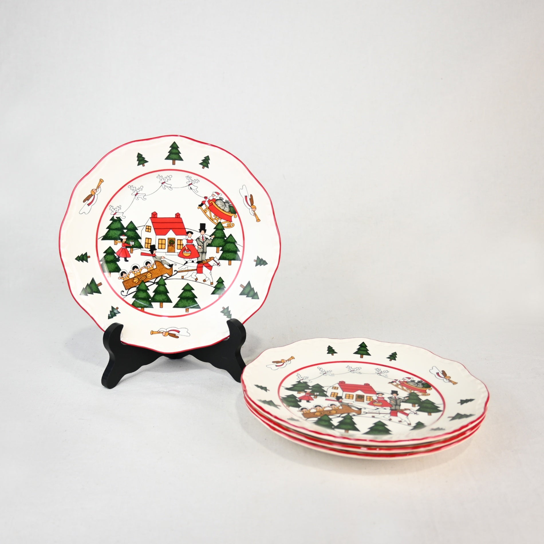 MASON'S IRONSTONE Christmas village Plate 3-size UK Vintage / メイソンズアイアンストーン クリスマスヴィレッジ プレート3サイズ各種 英国ヴィンテージ
