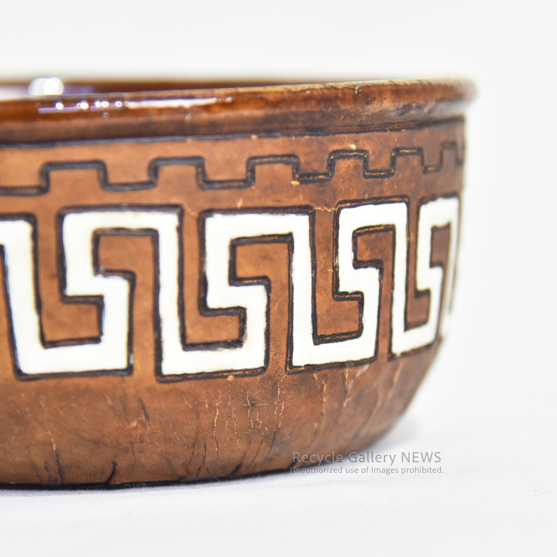 Leather cover Ceramic bowl Brazil Fork art Midcentury / 陶器 レザーカバー ボウル ブラジル製 フォークアート ミッドセンチュリー