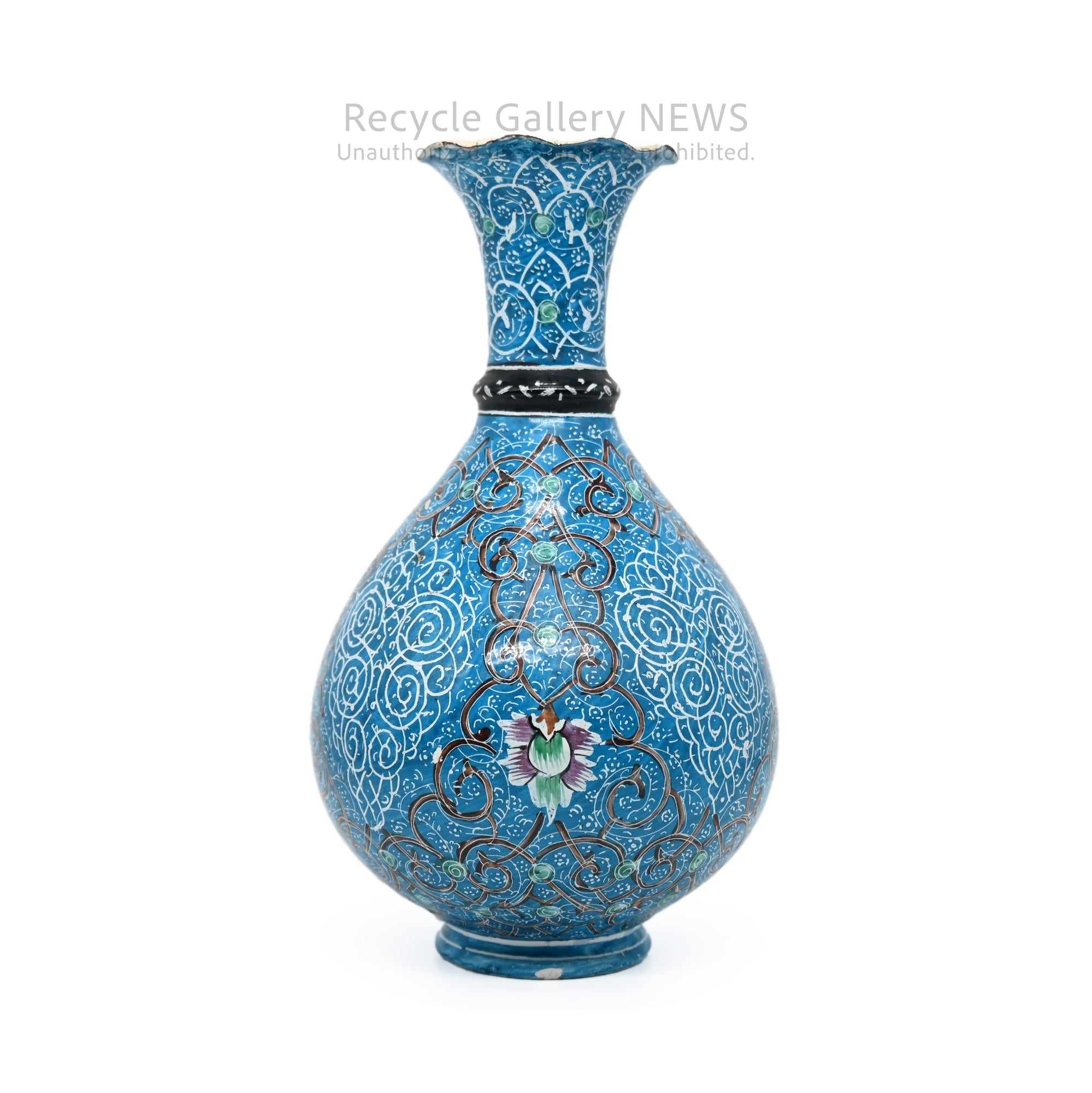 Vintage Oriental Floral Cloisonné Style Bud Vase Blue / 七宝風 唐草文様 花瓶 一輪挿し ターコイズブルー 青 オリエンタル アジアン