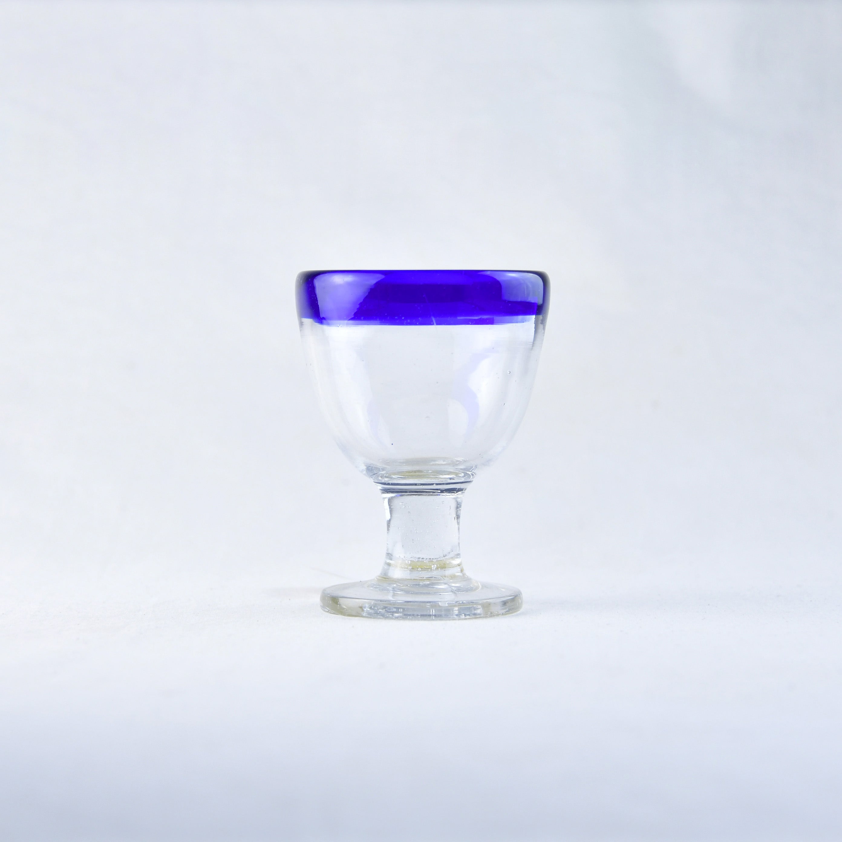 Vintage Japanese glass Sherbet Glass Ice cream cup /青縁棗型氷コップ(吹きガラス)