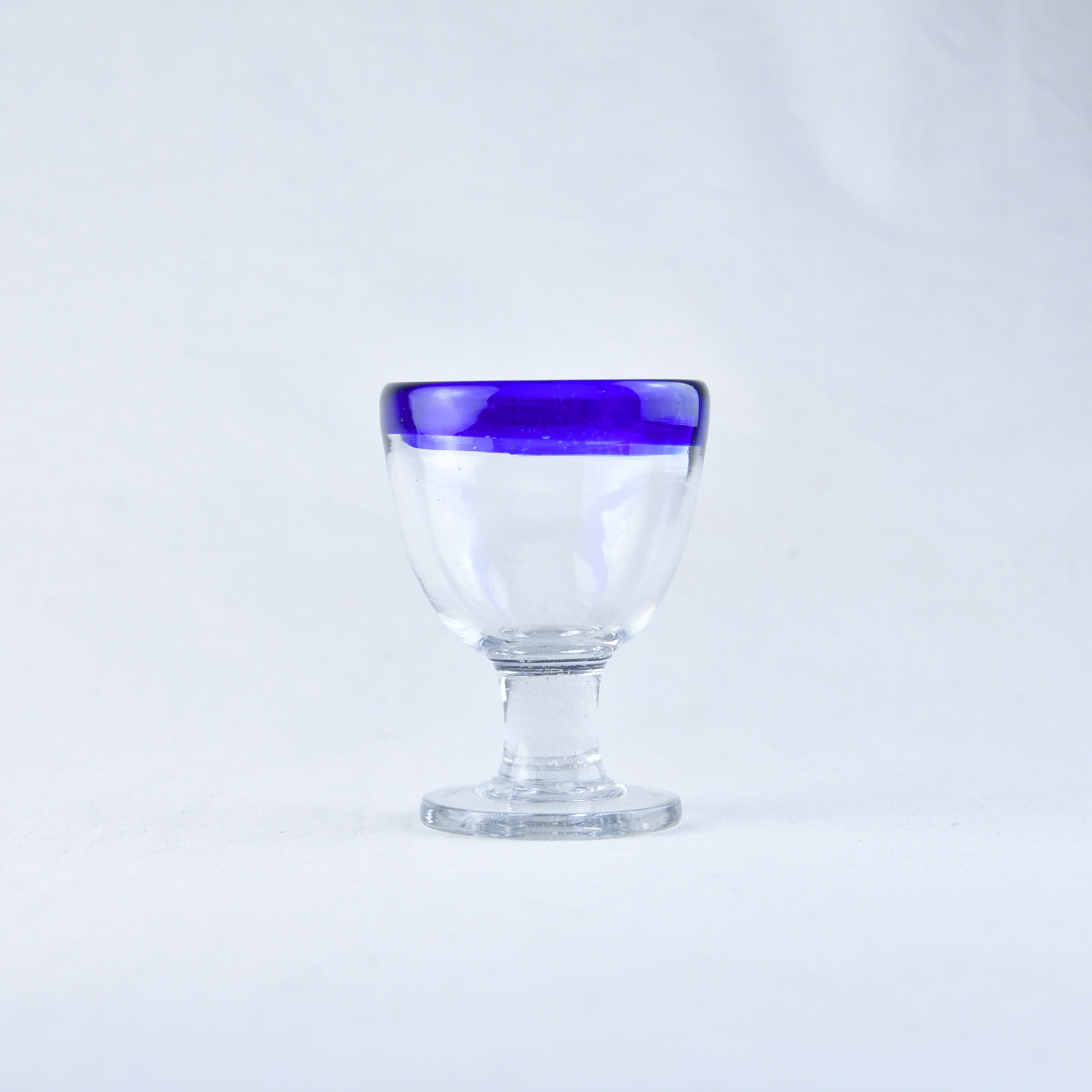 Vintage Japanese glass Sherbet Glass Ice cream cup /青縁棗型氷コップ(吹きガラス)