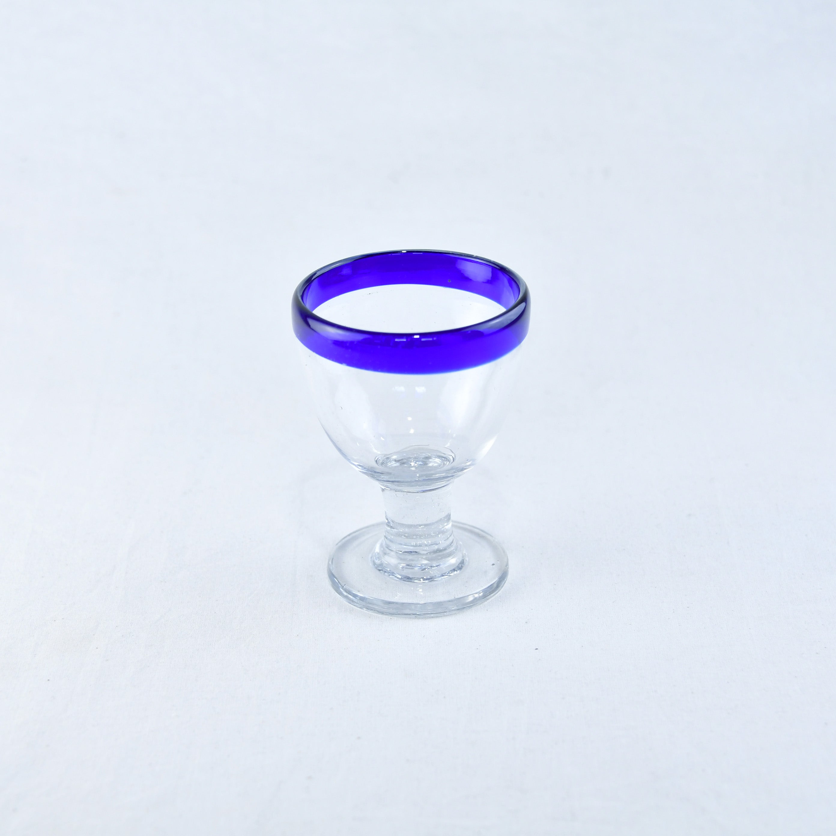 Vintage Japanese glass Sherbet Glass Ice cream cup /青縁棗型氷コップ(吹きガラス)