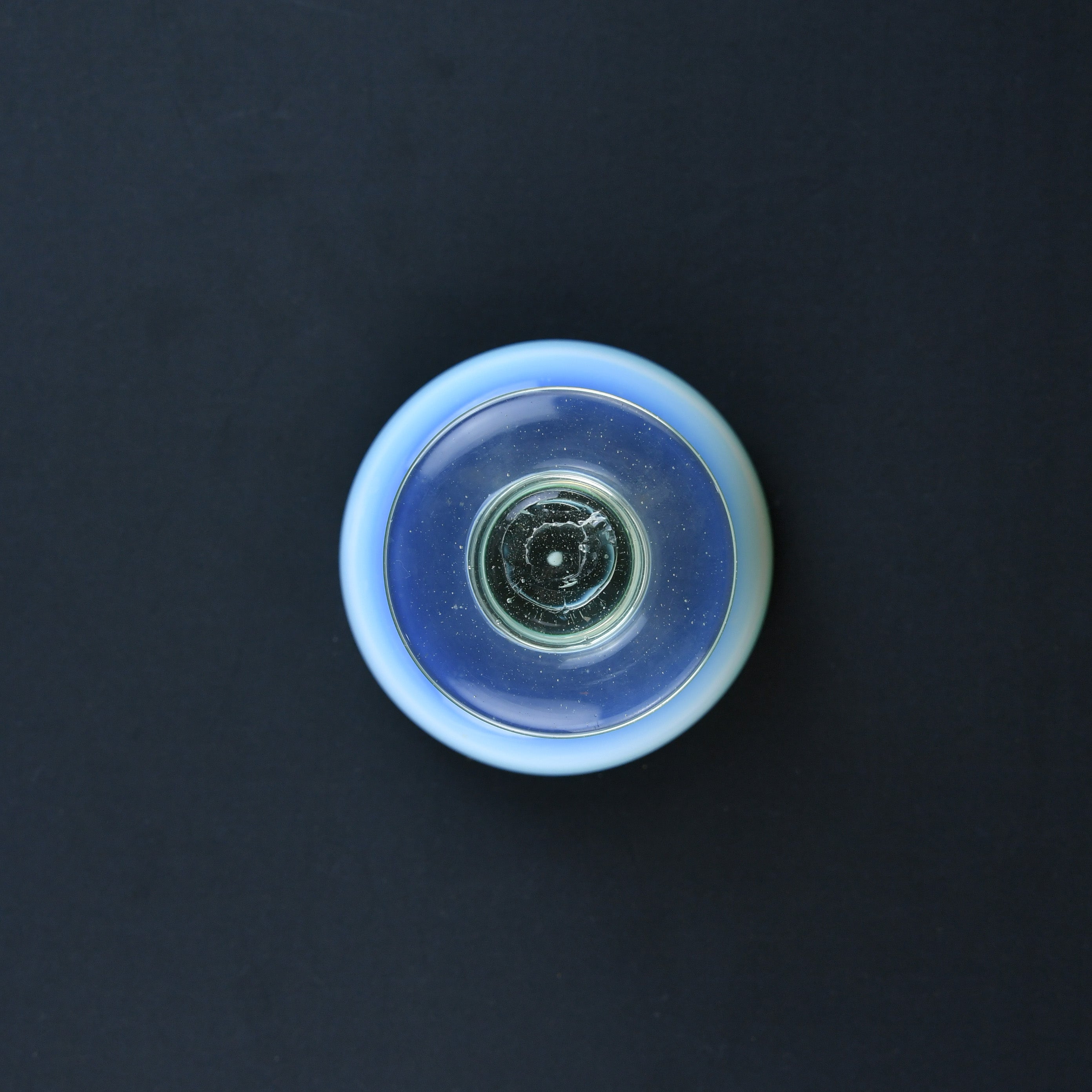 Vintage Japanese glass Sherbet Glass Ice cream cup / 緑縁乳白暈し氷コップ(吹きガラス)