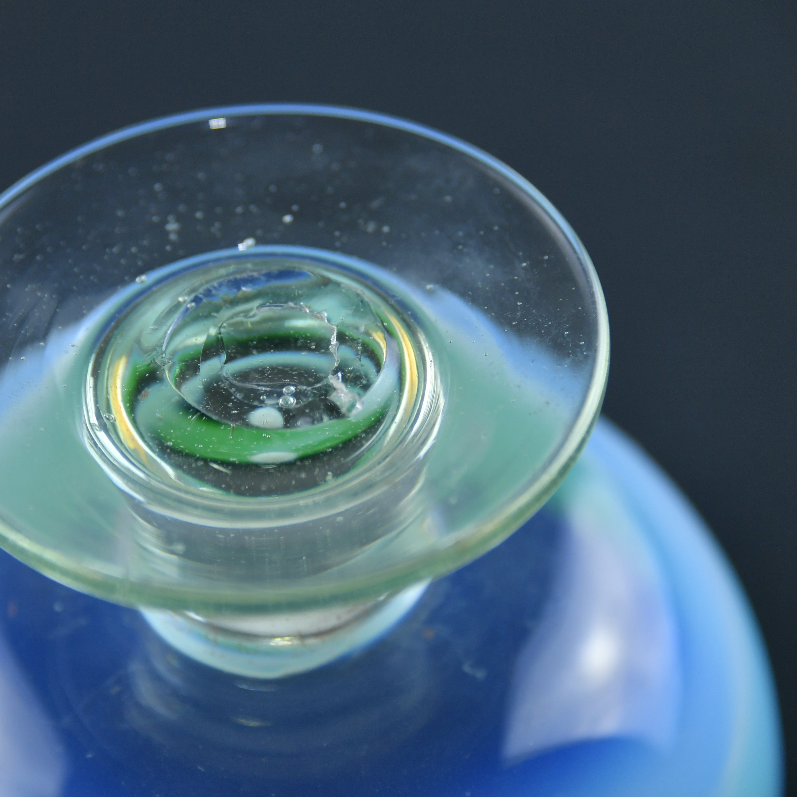 Vintage Japanese glass Sherbet Glass Ice cream cup / 緑縁乳白暈し氷コップ(吹きガラス)