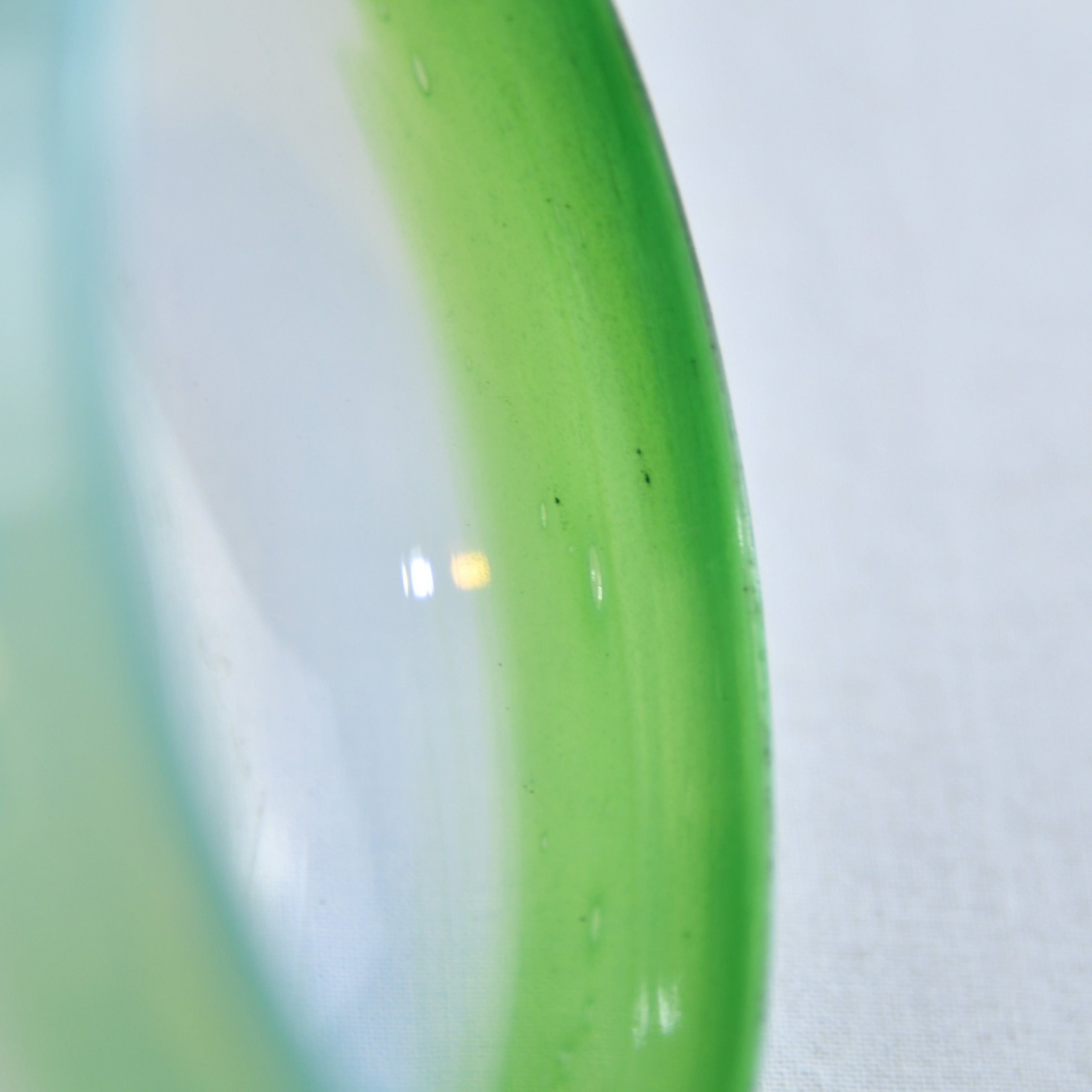 Vintage Japanese glass Sherbet Glass Ice cream cup / 緑縁乳白暈し氷コップ(吹きガラス)