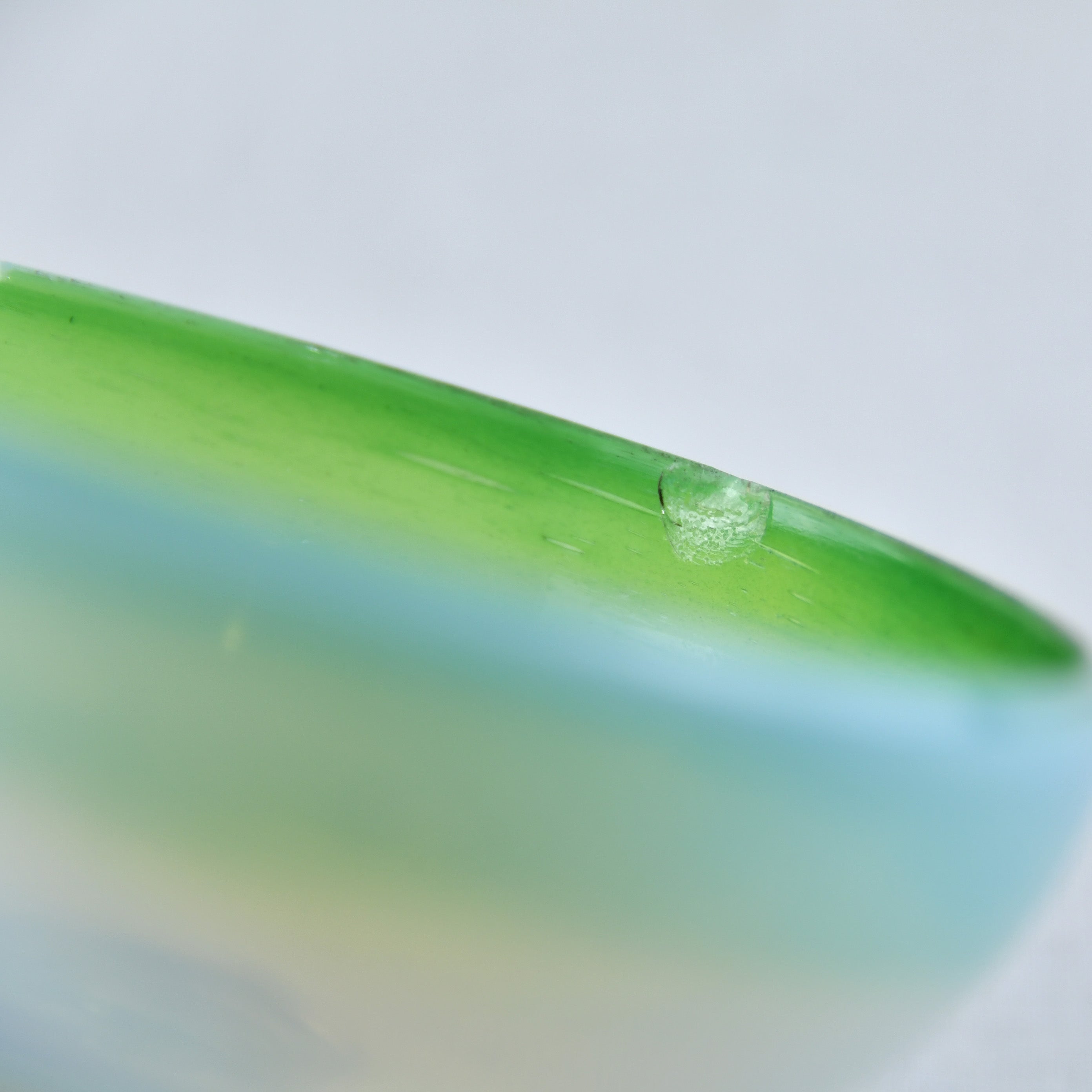 Vintage Japanese glass Sherbet Glass Ice cream cup / 緑縁乳白暈し氷コップ(吹きガラス)