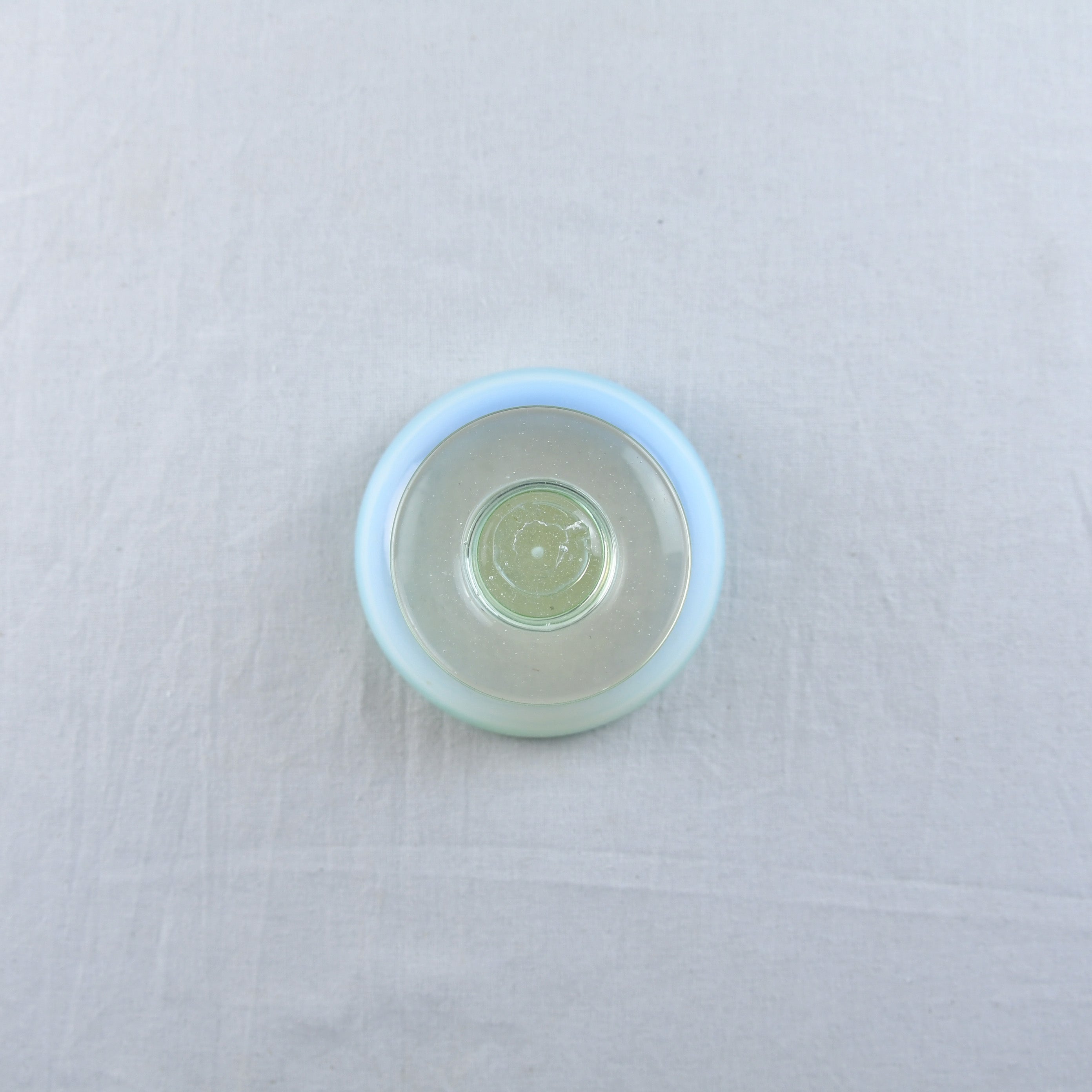 Vintage Japanese glass Sherbet Glass Ice cream cup / 緑縁乳白暈し氷コップ(吹きガラス)