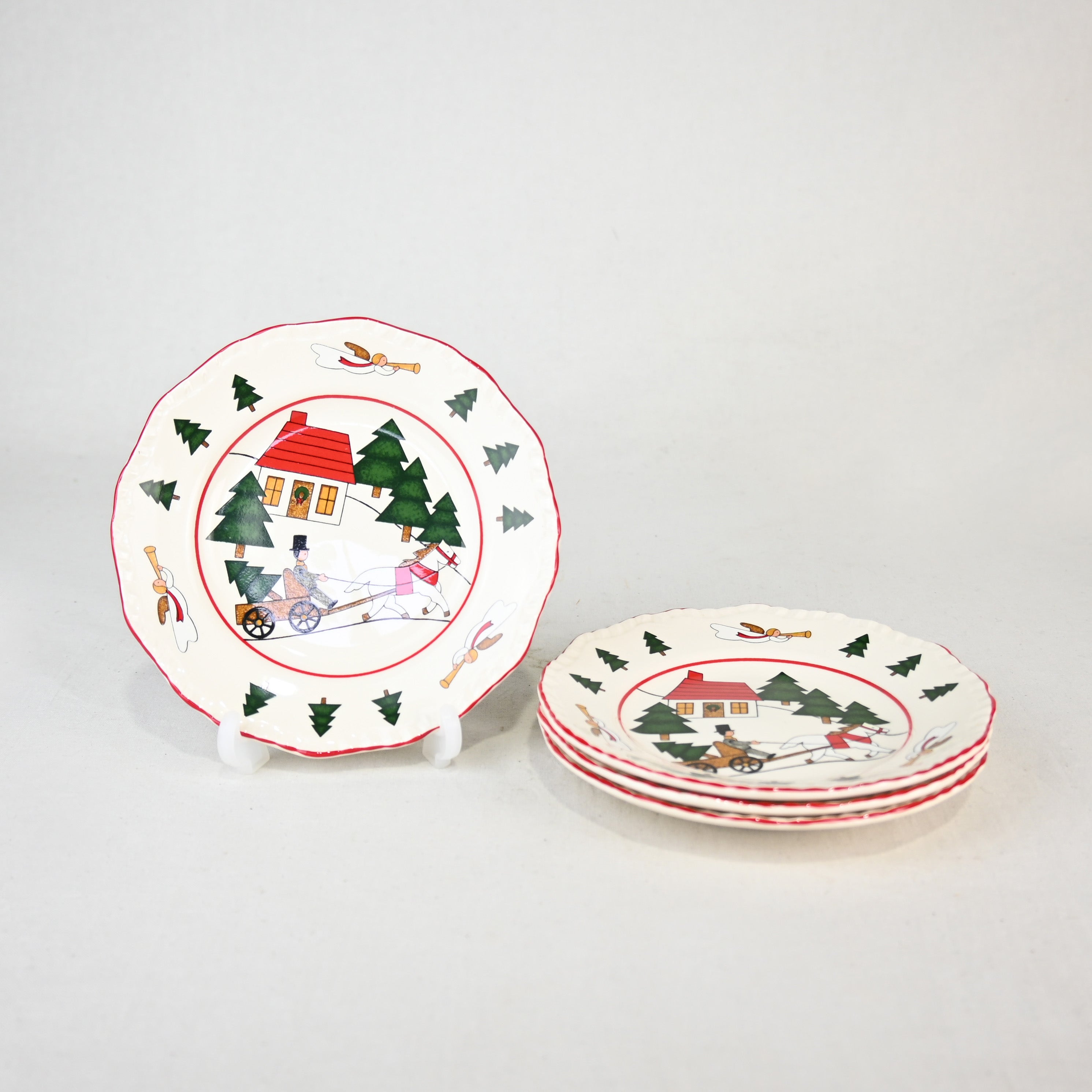 MASON'S IRONSTONE Christmas village Plate 3-size UK Vintage / メイソンズアイアンストーン クリスマスヴィレッジ プレート3サイズ各種 英国ヴィンテージ