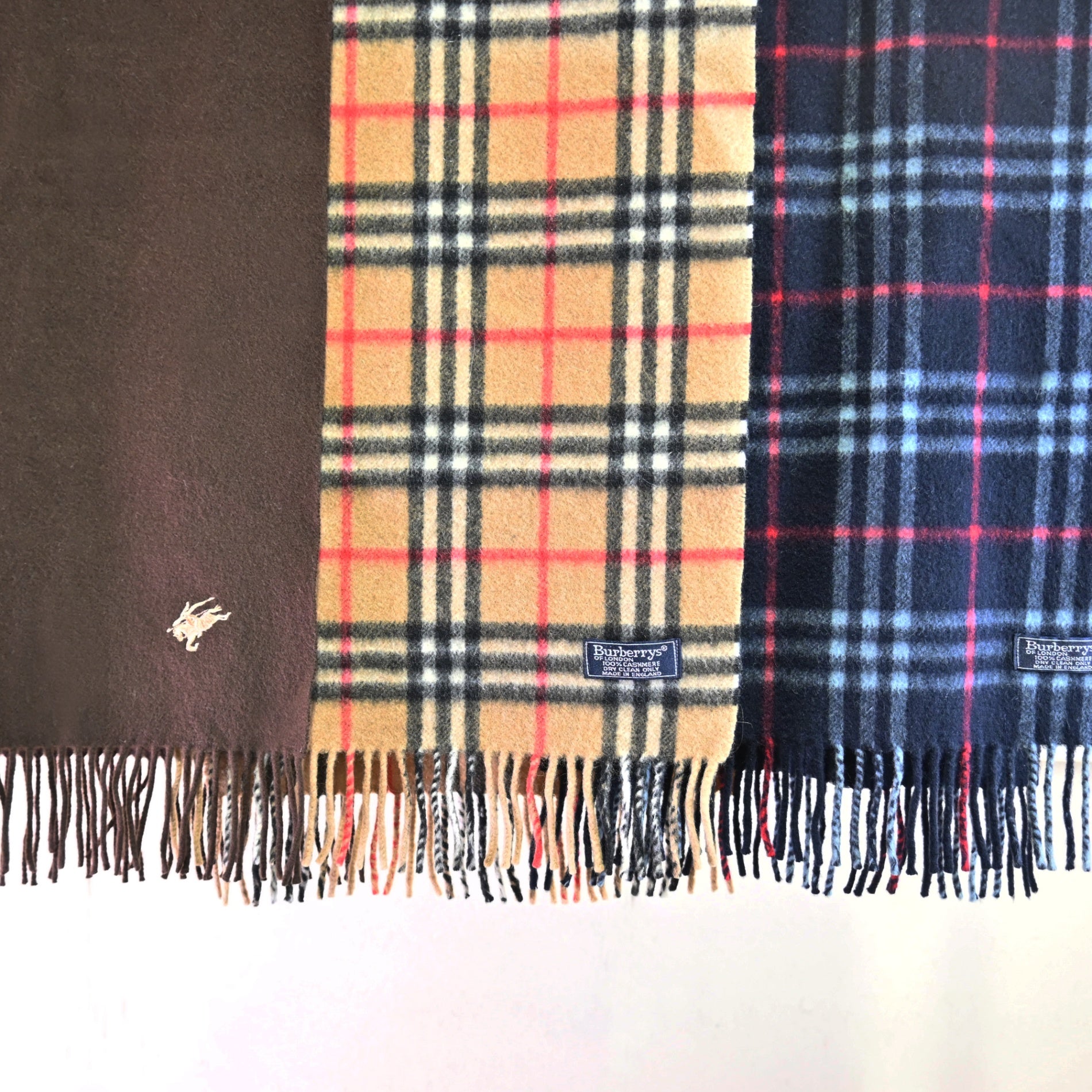 BURBERRY 1970-1980s All Cashmere Navy Nova Check Scarf Vintage / バーバリー 総カシミヤ 紺色ノバチェック マフラー ヴィンテージ