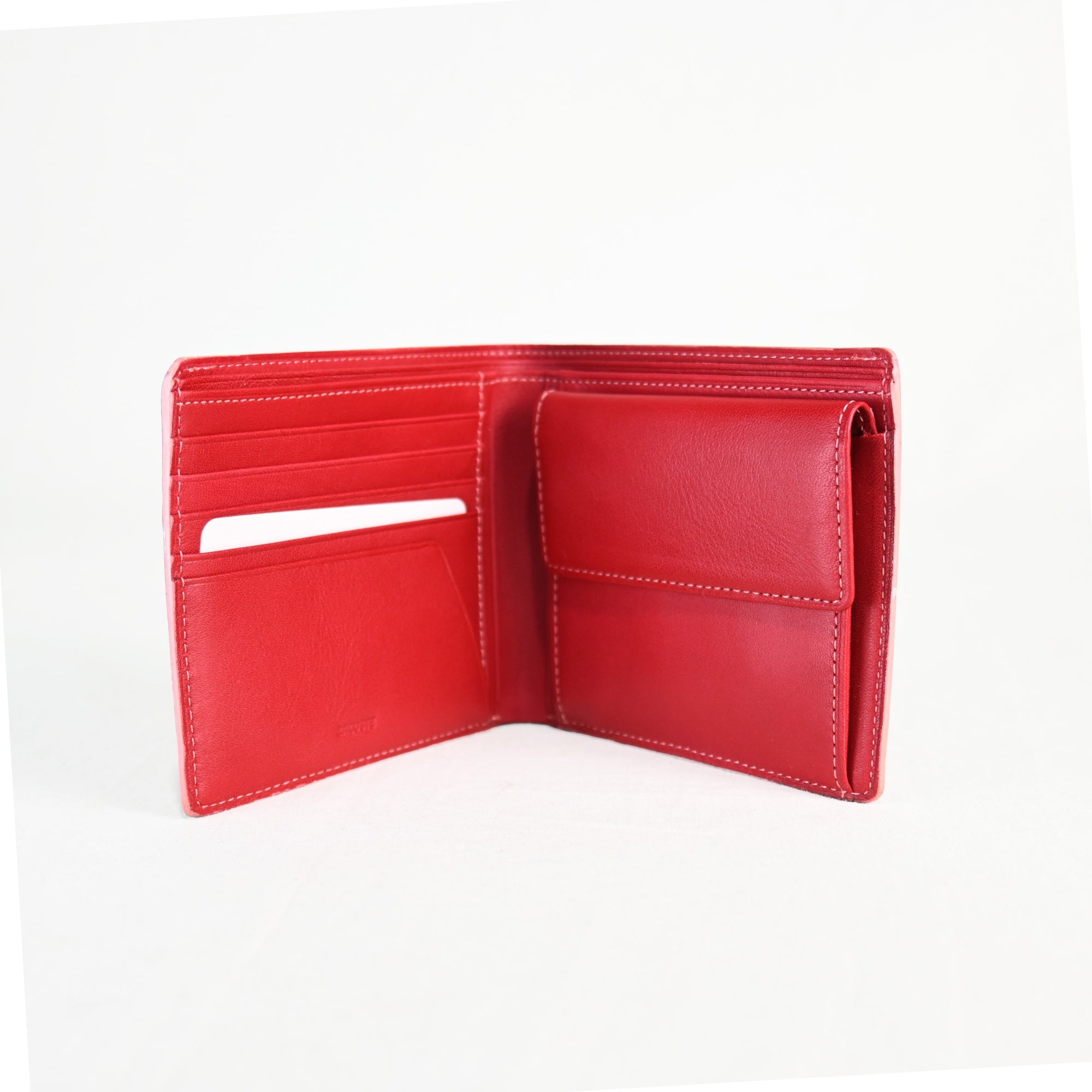 LACOSTE Red color calf leather Bifold wallet Unused / ラコステ カラーカーフレザー 二つ折り財布 赤 未使用