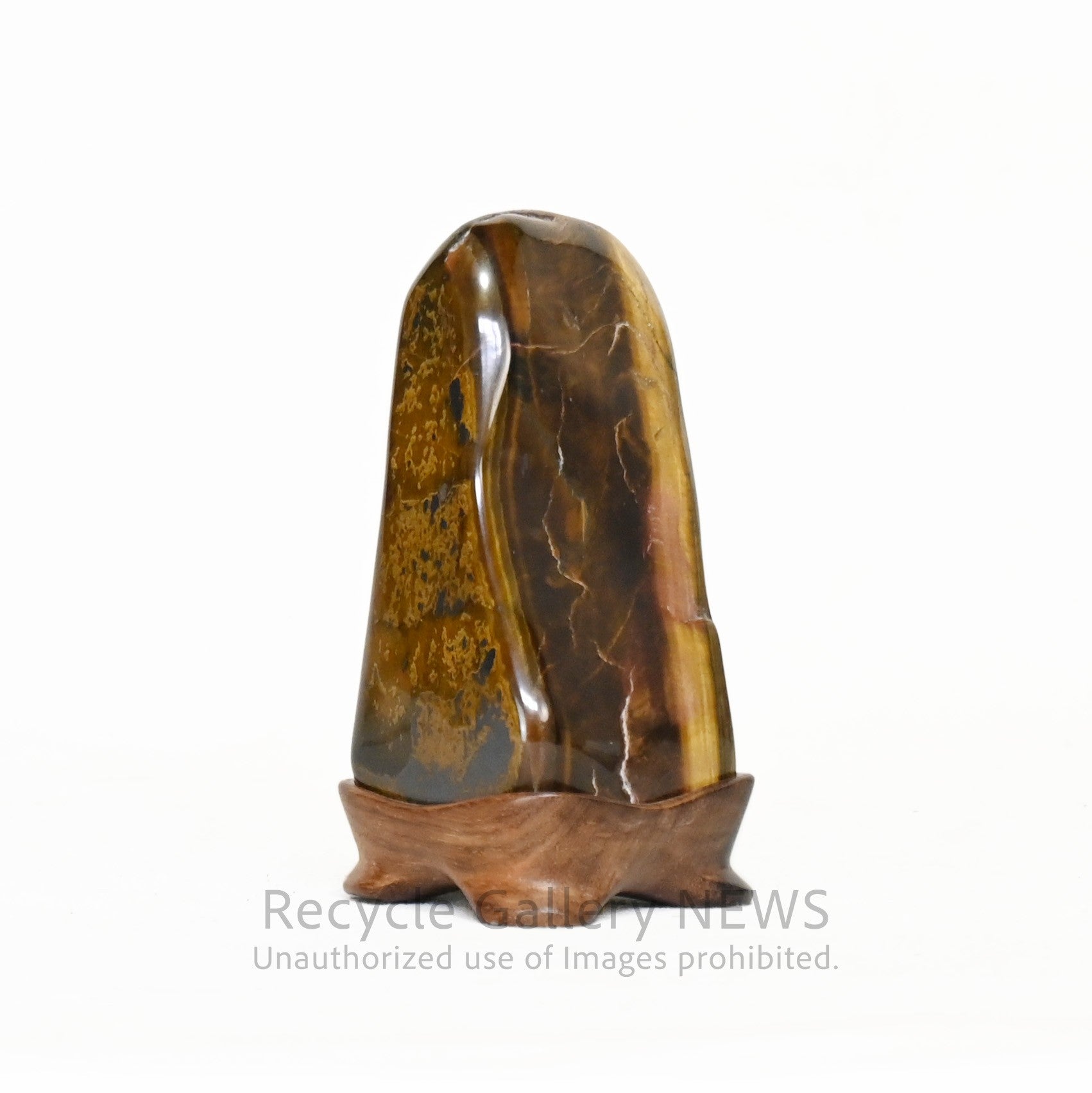 Tiger's Eye Stone Ornament with Base Natural Stone from Africa / 虎目石 台座付 アフリカ 天然石 置物