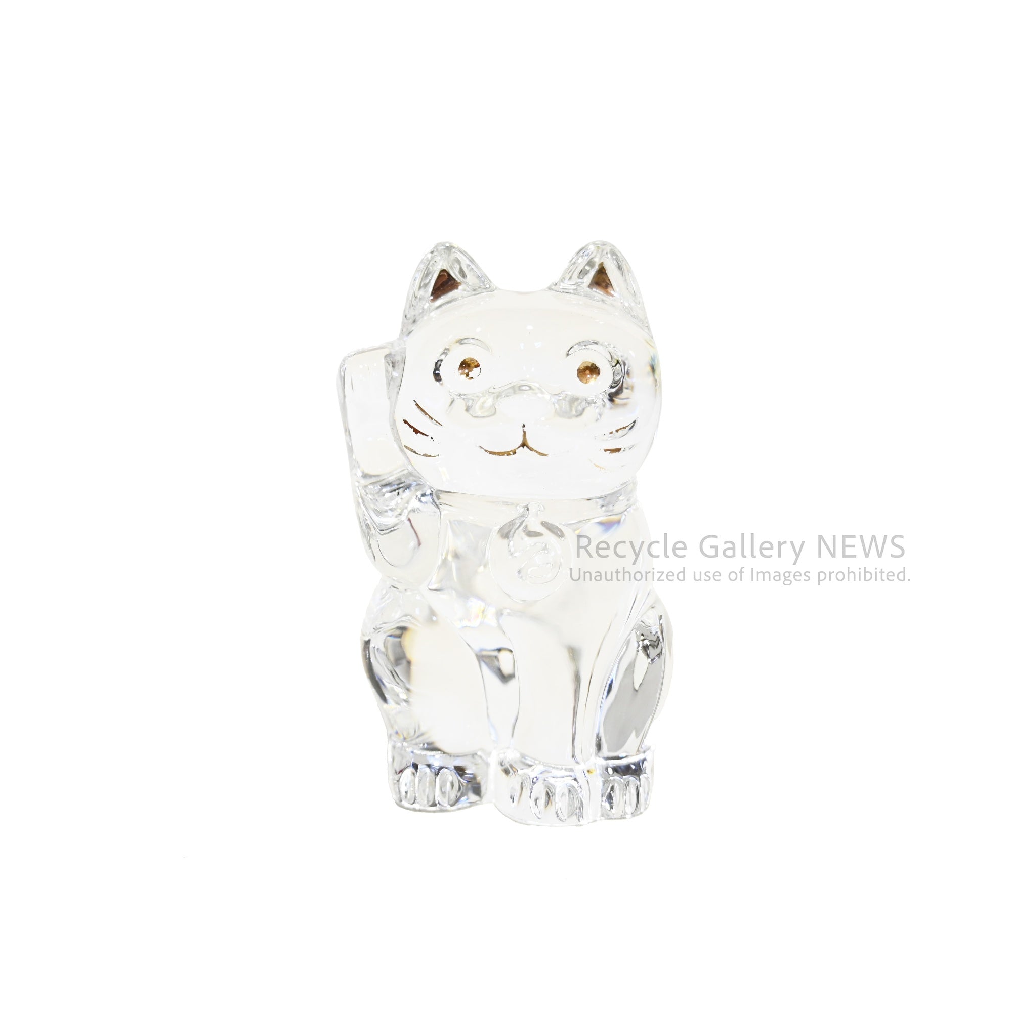 Baccarat Maneki-Neko Lucky Cat Fortune Cat Clear Crystal Glass