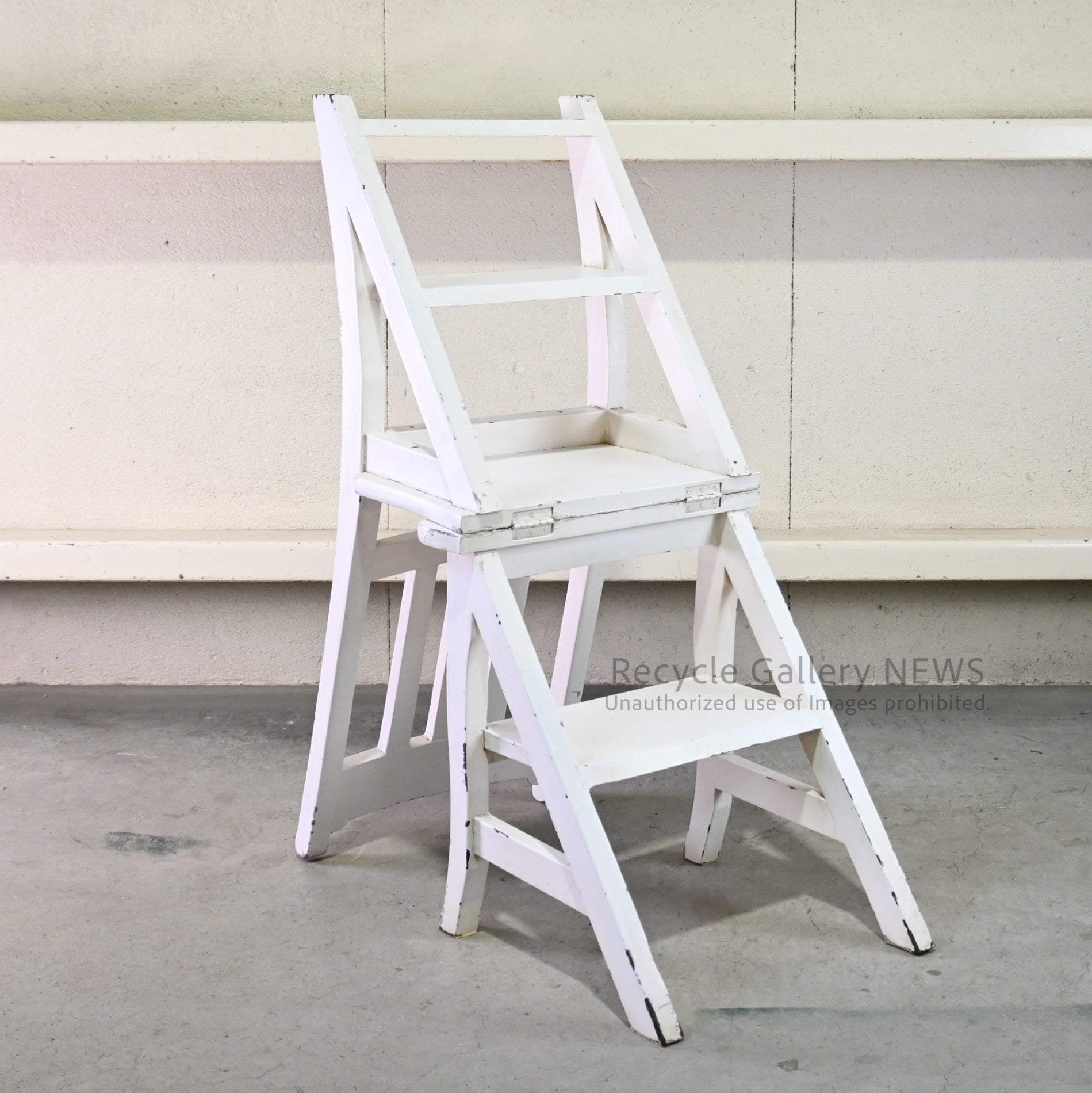 Vintage Foldable Library Step Chair White / ヴィンテージ 折りたたみ ライブラリー ステップ チェア 白