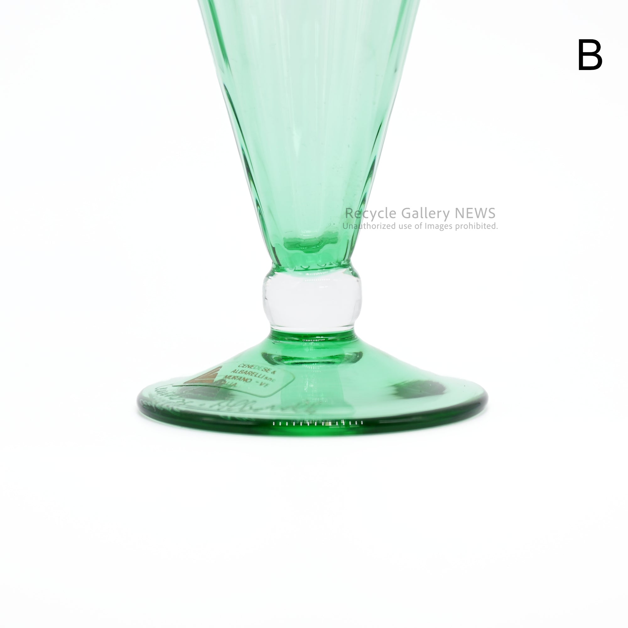 Cenedese & Albarelli Murano glass Light green 2-Size Venetian glass Italian vintage / チェネデーゼ＆アルバレッリ ムラーノガラス 薄緑グラス ヴェネチアングラス イタリアンヴィンテージ