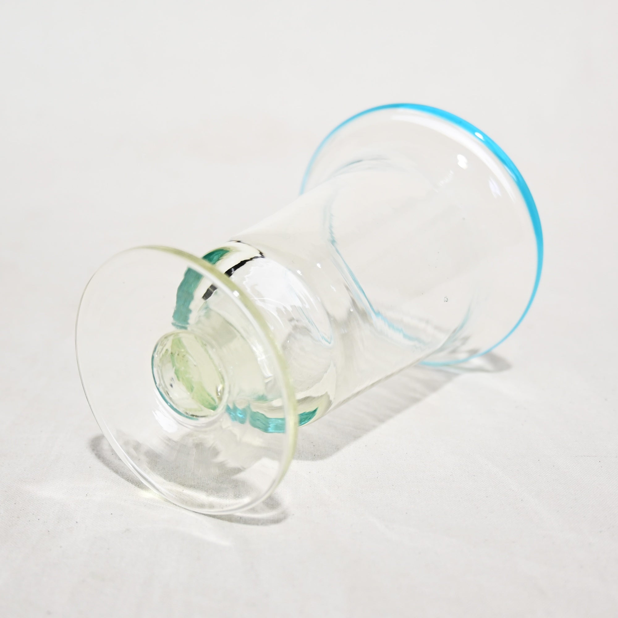 Vintage Japanese Blown glass Blue&Clear Ice Cup Parfait Glass / ヴィンテージ 和ガラス 吹きガラス 青＆透明 氷コップ パフェグラス