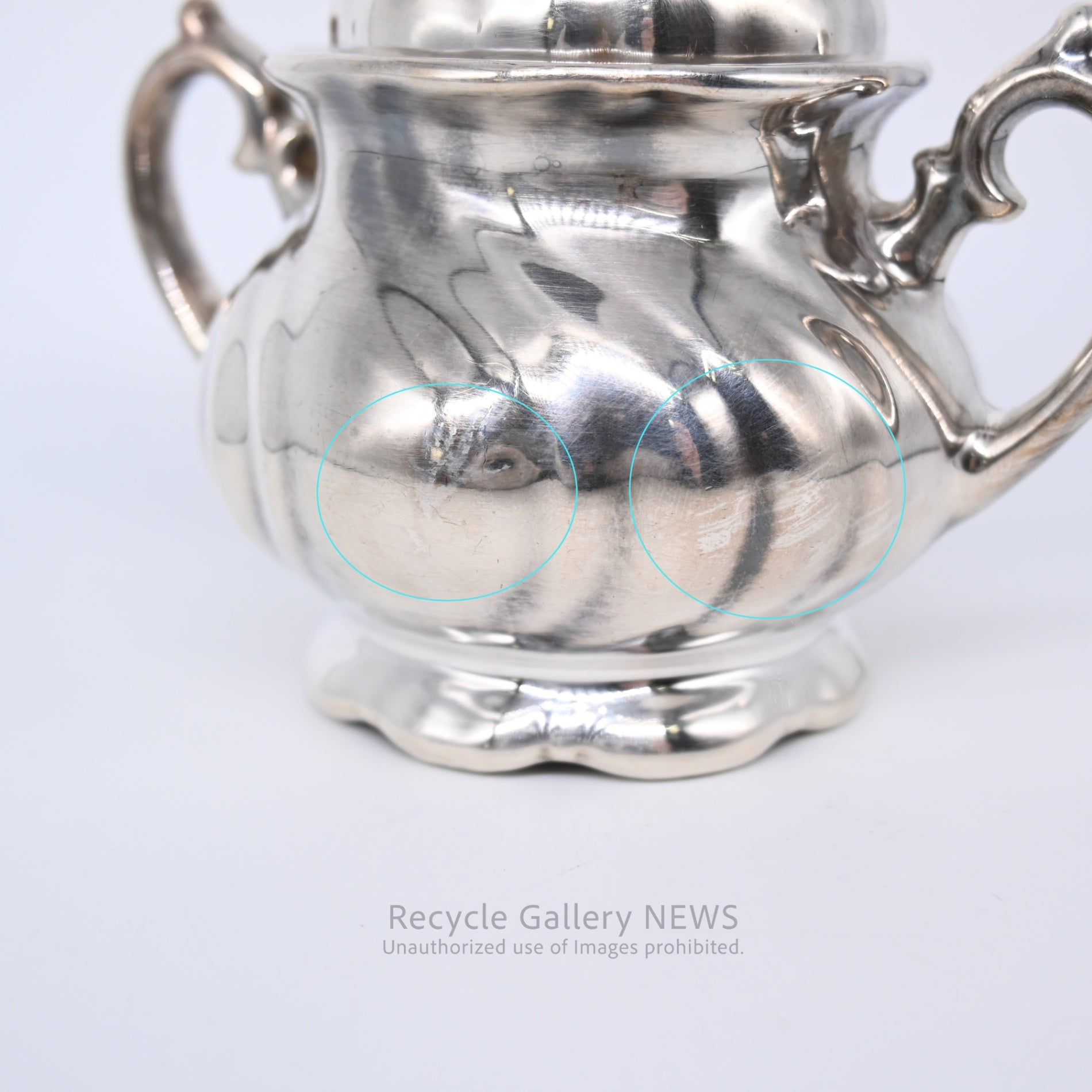 SILVER COATED PORCELAIN TEA POT  Antique German Silver Plated 3-Piece wmf / シルバープレートドイツアンティーク 三点セット ドイツ WMF社  銀メッキ