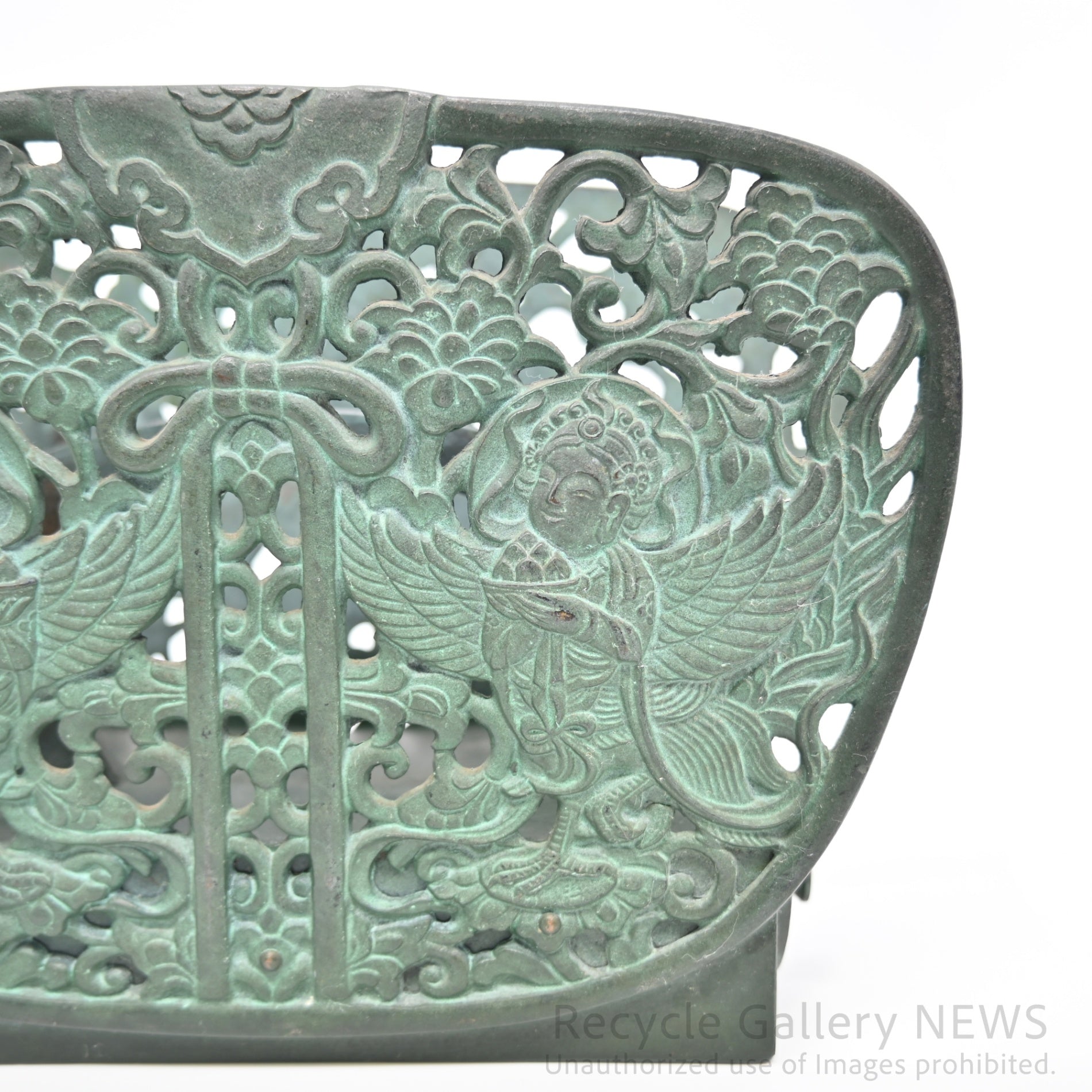 Green Bronze Ash Tray Art Object Oriental Vintage  / 青銅 灰皿 オブジェ オリエンタル ヴィンテージ 緑