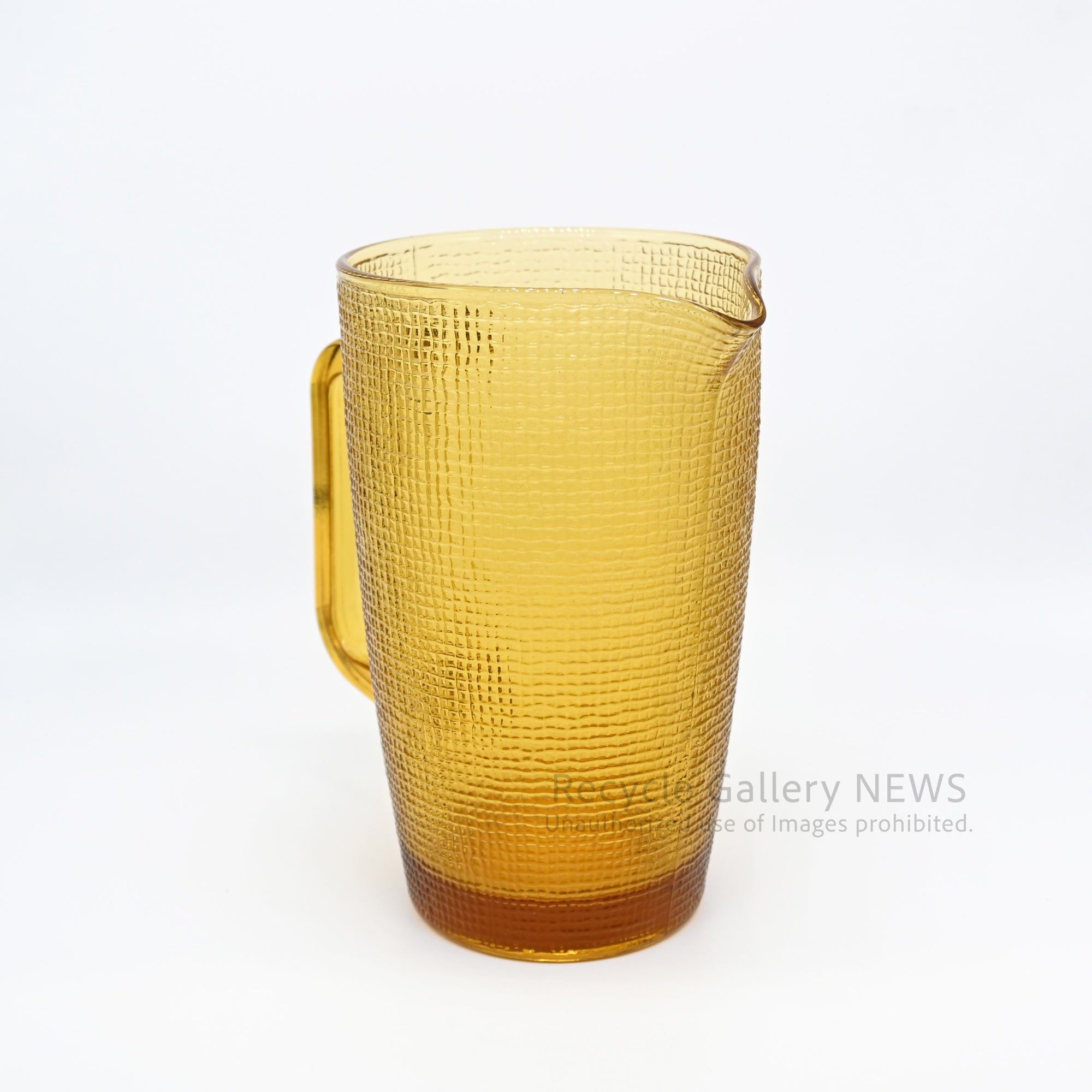 Amber Glass Jug Water Pitcher Flower Vase Vintage Craft / アンバーカラー ガラス ジャグ ピッチャー 花瓶 水差し 工芸品 黄色系