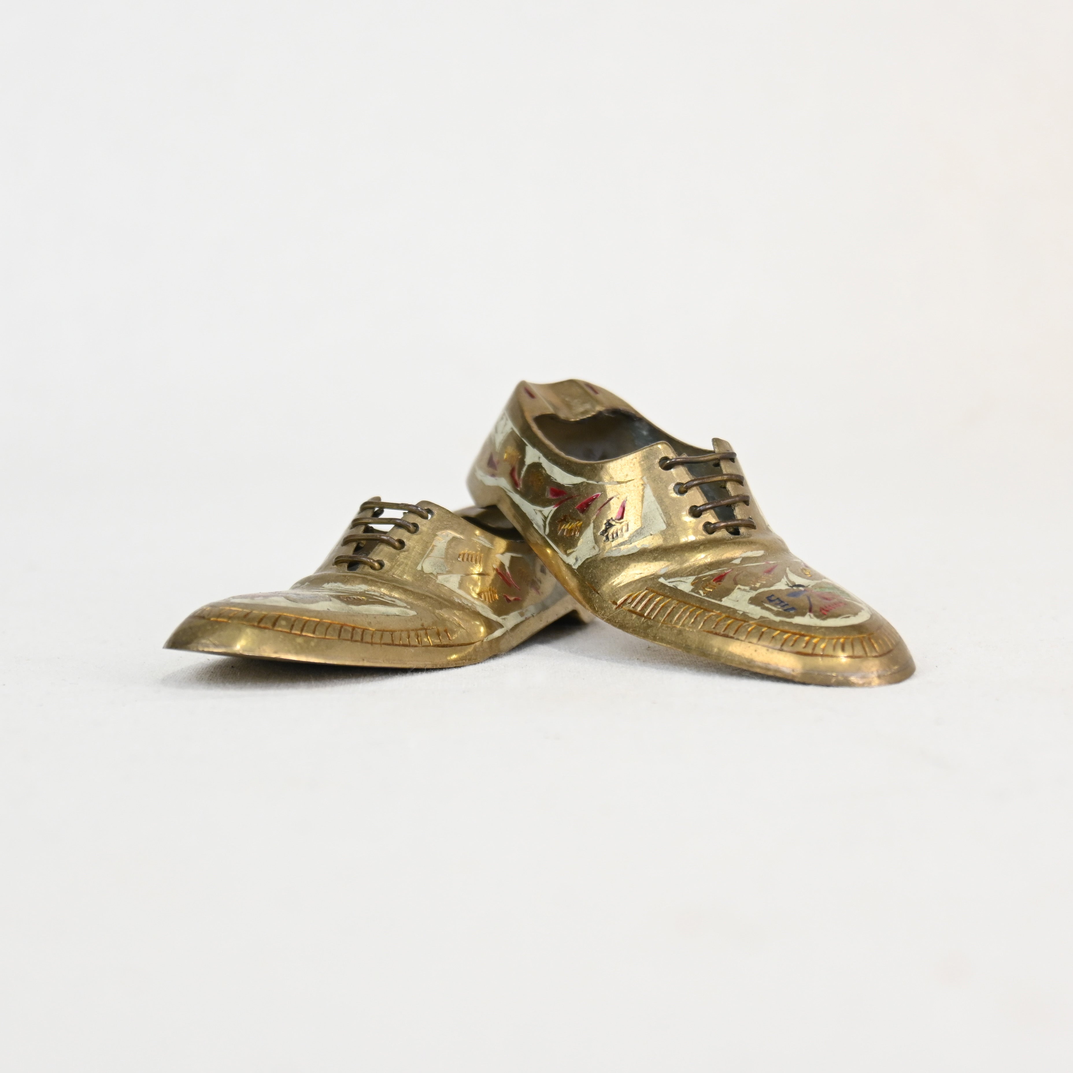Indian vintage Brass Shoes Ash tray / インド ヴィンテージ 真鍮 灰皿 革靴