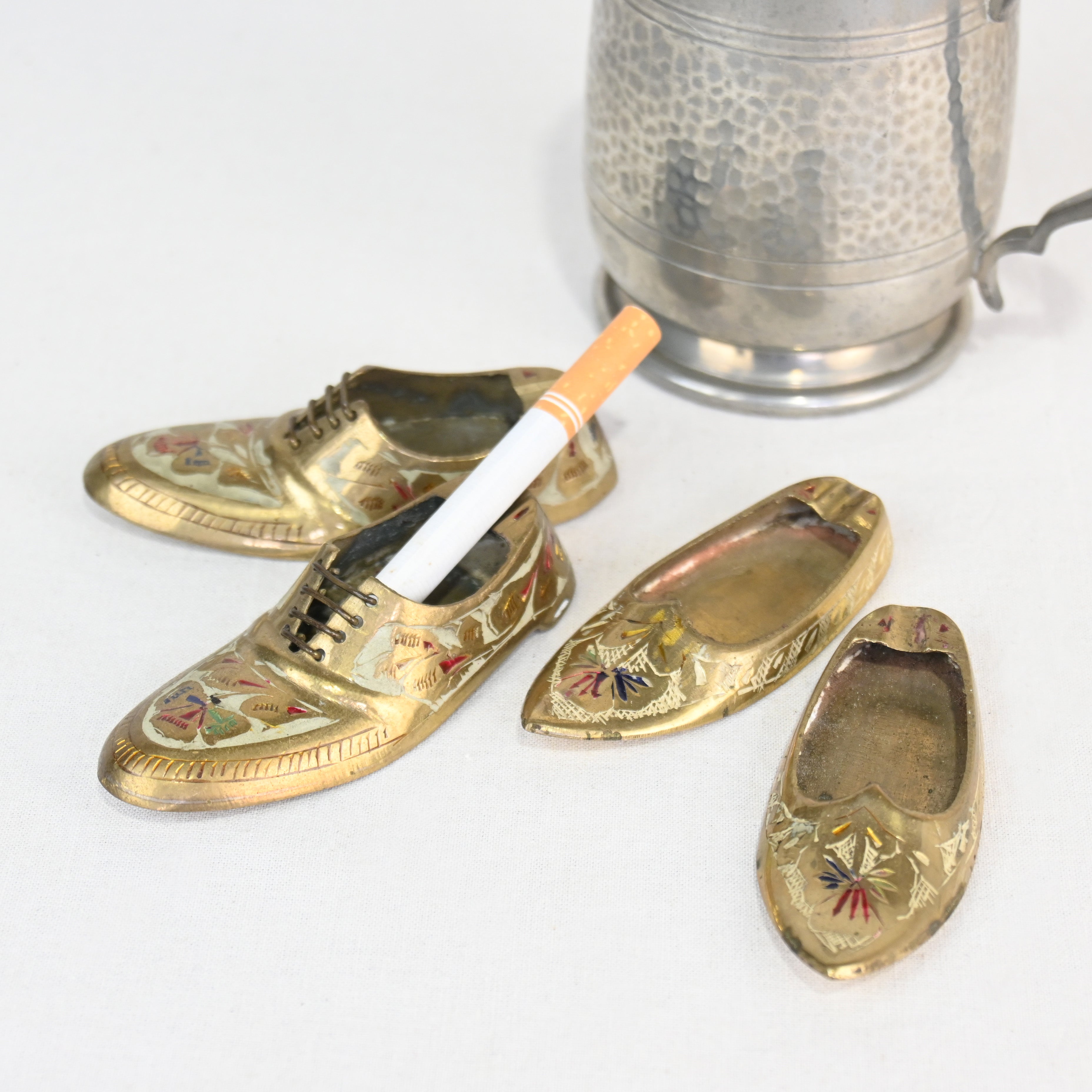 Indian vintage Brass Shoes Ash tray / インド ヴィンテージ 真鍮 灰皿 革靴