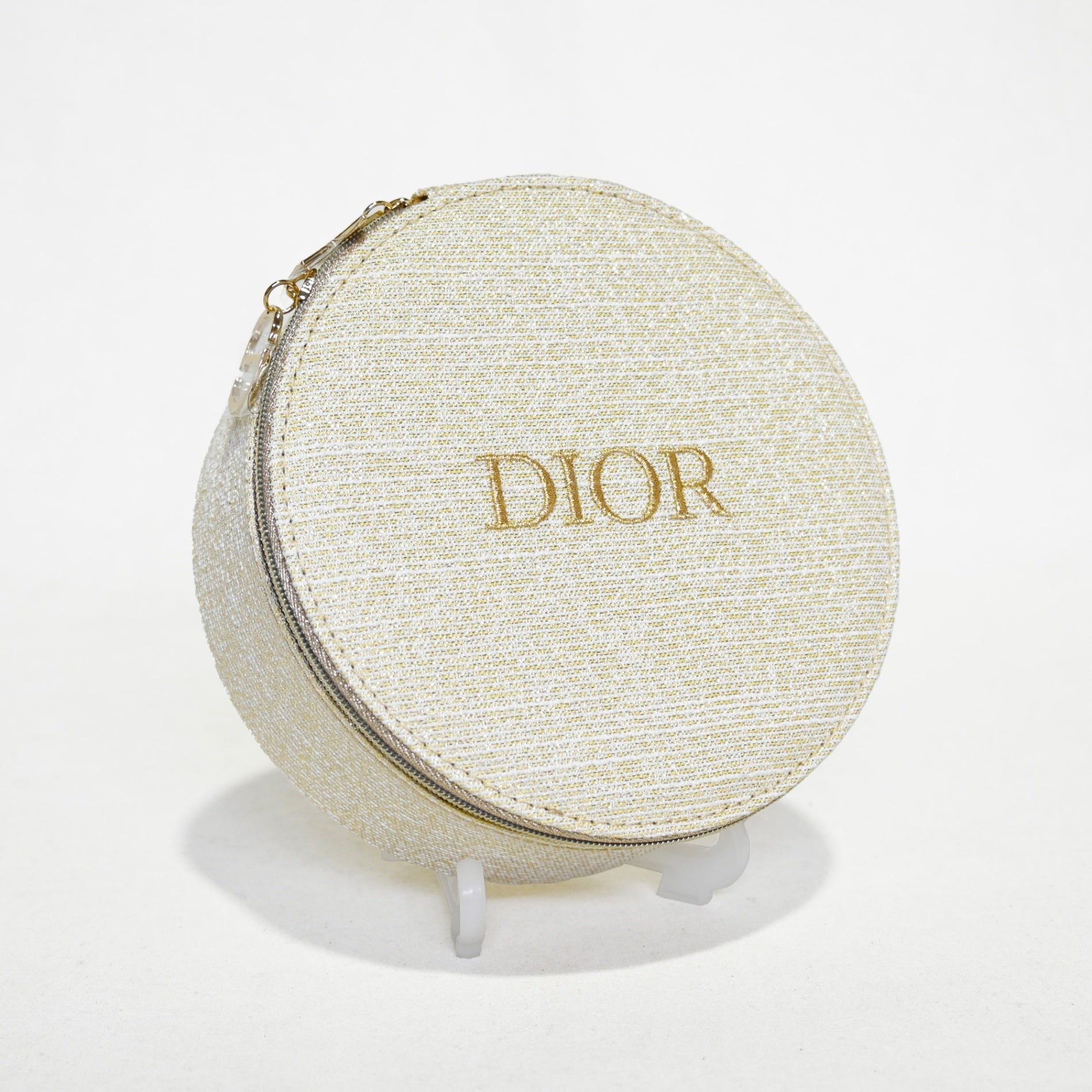 DIOR Novelty pouch 2024 Holiday Star motif Gold & White / ディオール 2024 ホリデーコレクション ノベルティ ポーチ 円形