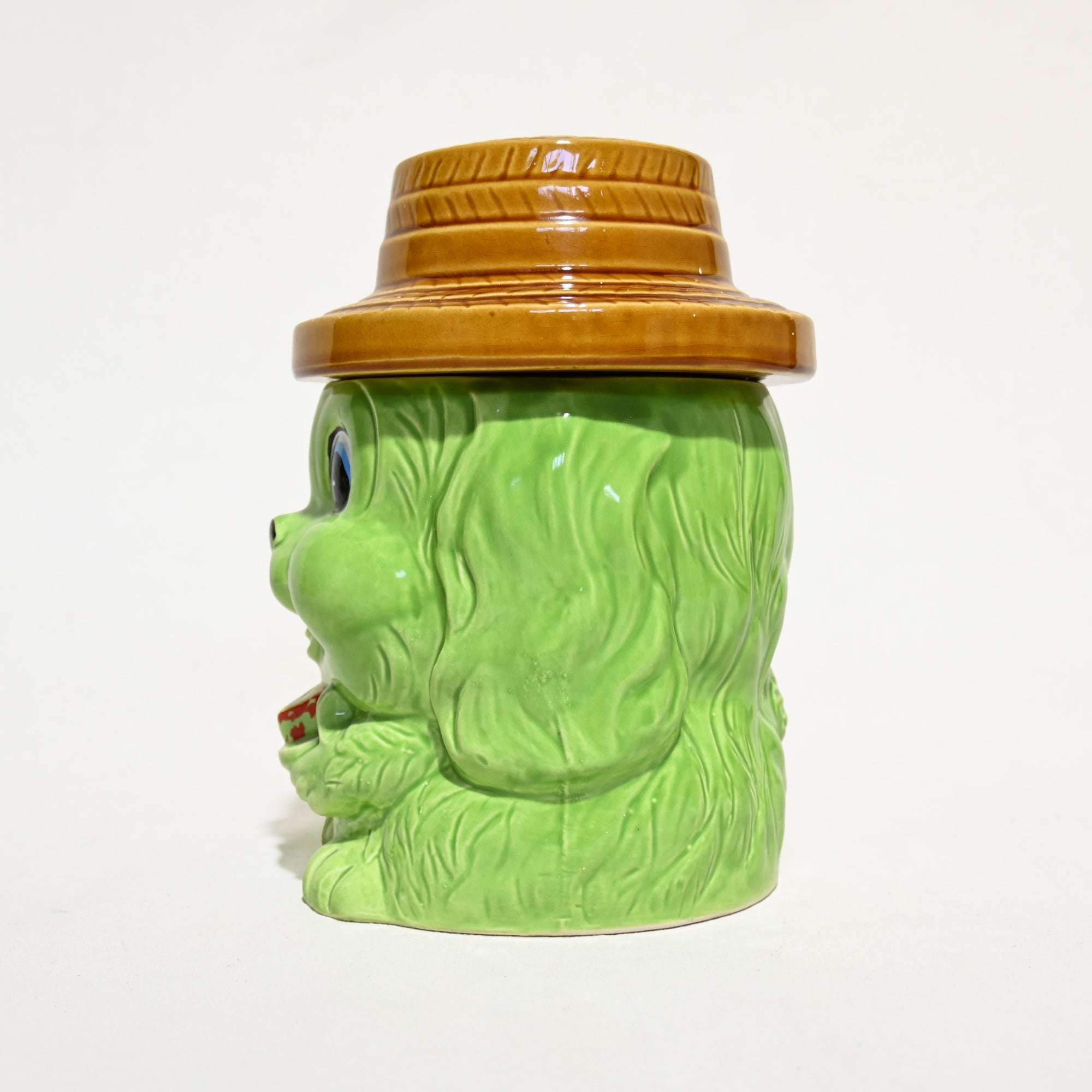 Green Dog Cookie Jar Pot Trinket Box Retro Japan Vintage / グリーンドッグ クッキージャー 昭和レトロ 犬 小物入れ ポット 日本 ヴィンテージ