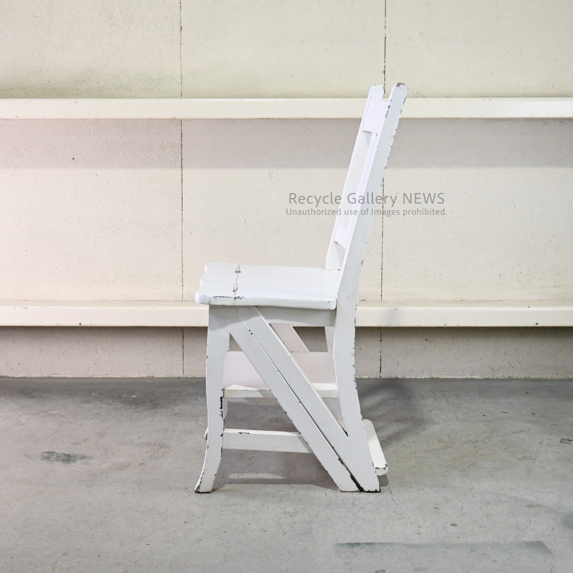 Vintage Foldable Library Step Chair White / ヴィンテージ 折りたたみ ライブラリー ステップ チェア 白