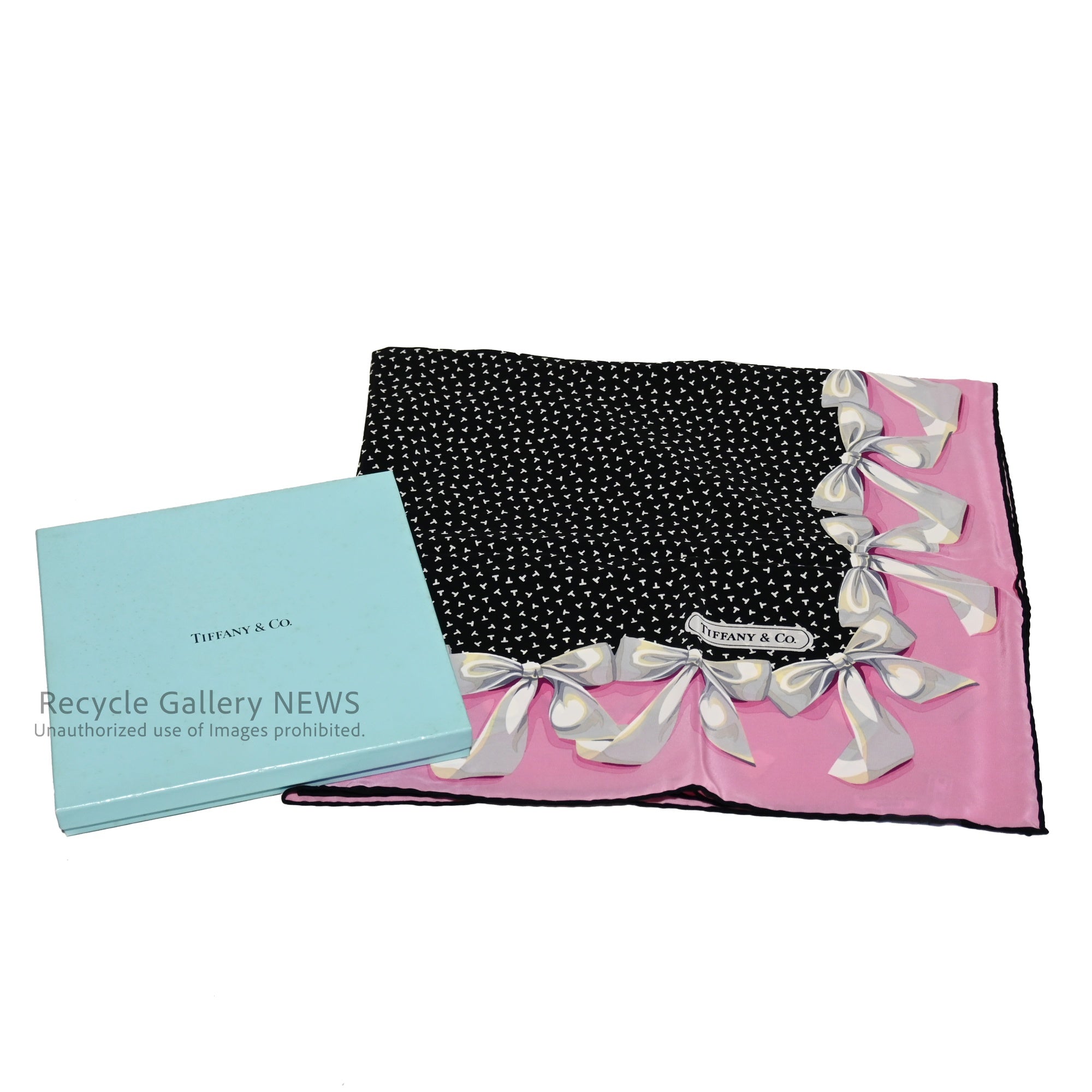 Tiffany Ribbon scarf Pink and black / ティファニー リボン柄