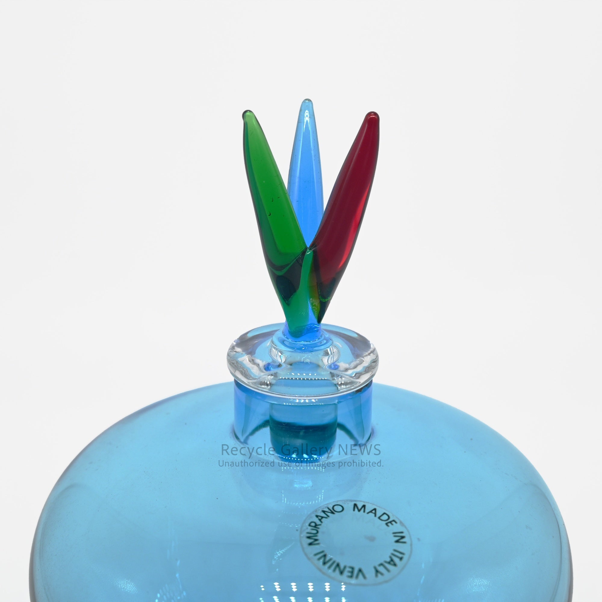 MURANO VENINI MONOFORINI Perfume Bottle Italia Blue Glass Art Piece / ムラノガラス ヴィニーニ社 香水瓶 イタリア モノフォリーニ 青色 アートピース