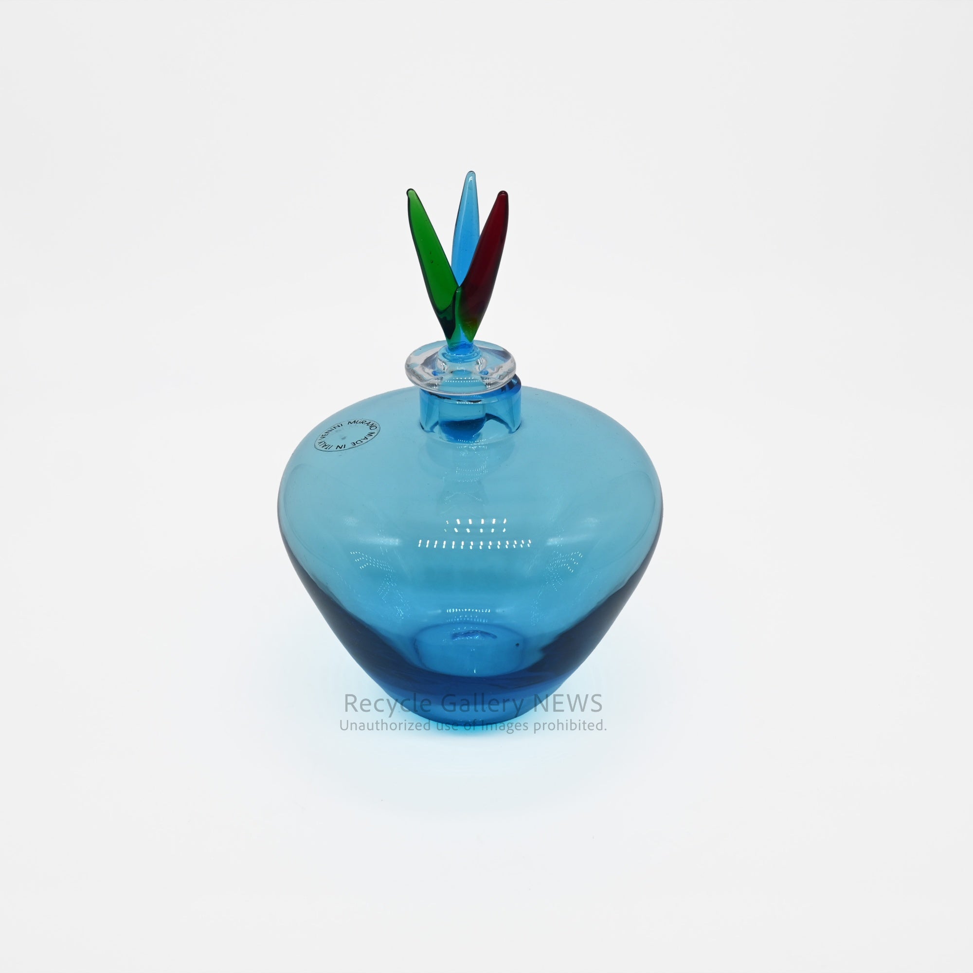 MURANO VENINI MONOFORINI Perfume Bottle Italia Blue Glass Art Piece / ムラノガラス ヴィニーニ社 香水瓶 イタリア モノフォリーニ 青色 アートピース