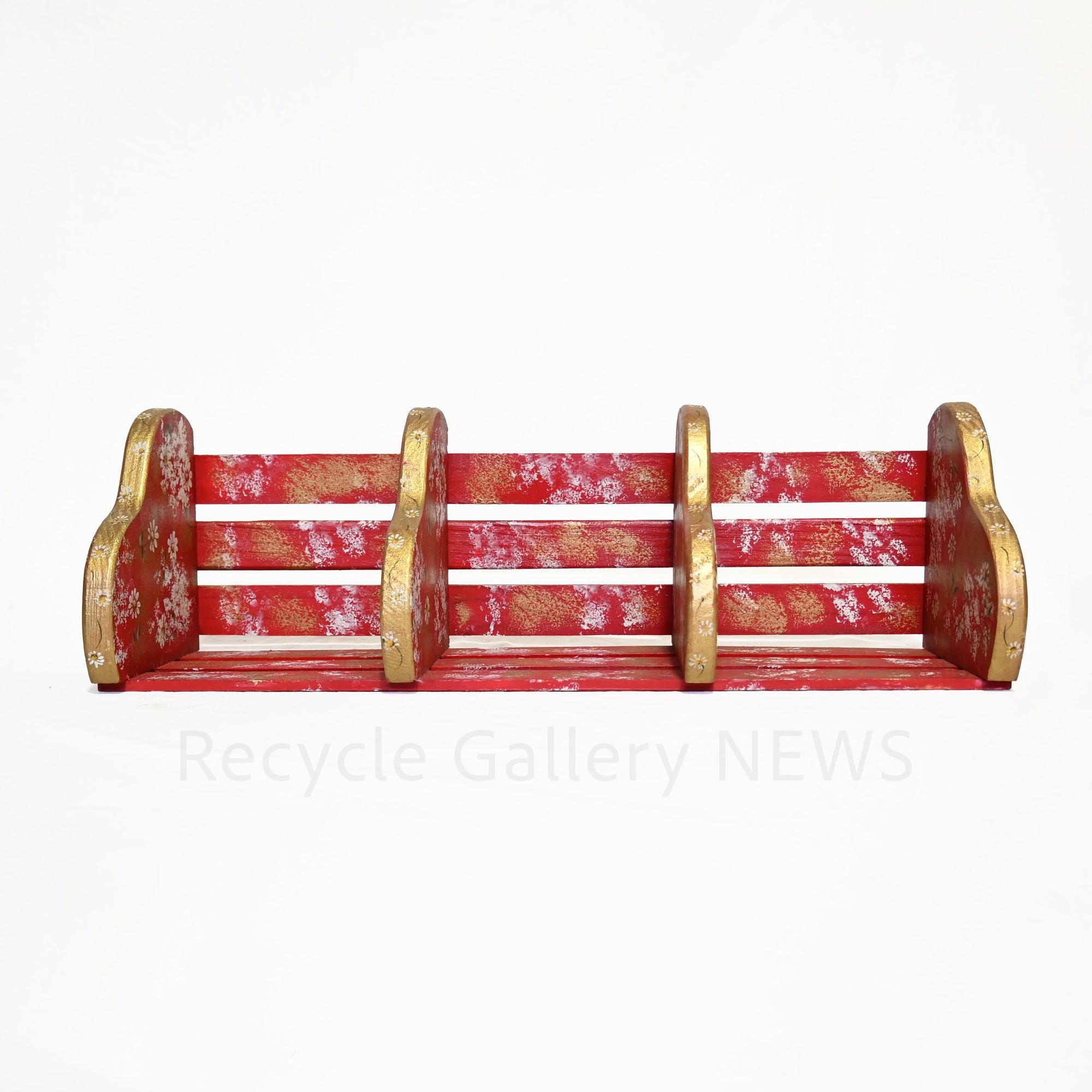 Tole painting floral pattern Book stand Handmade USA / トールペイント フラワー柄 ブックスタンド 本立て ハンドメイド アメリカ