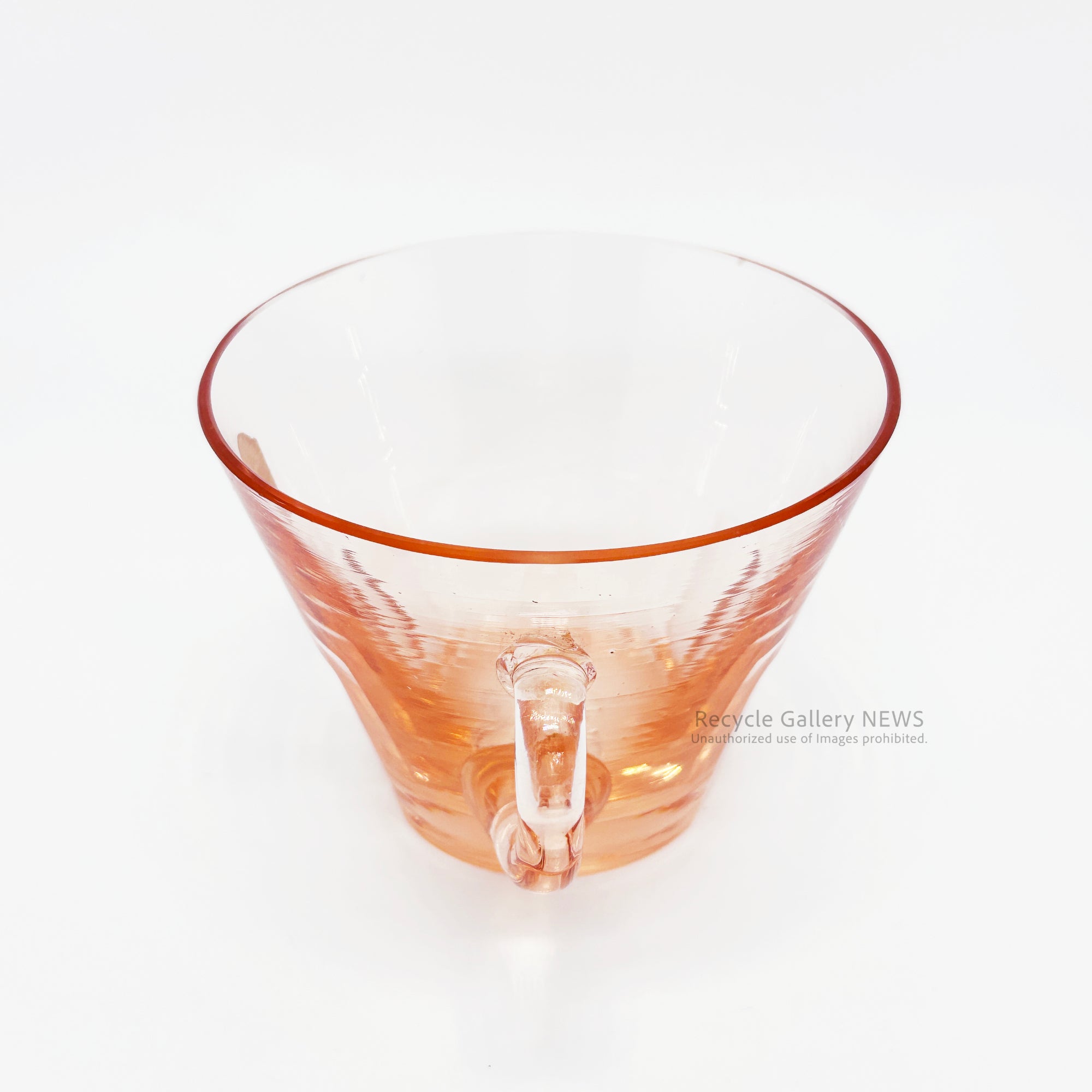 Vintage Pink Glass Cup & Saucer Set (Pair) Pressed Glass HIGH CLASS TKM TOKYO Japan / 昭和レトロ ピンクガラス C&S ペアセット 当時物 プレスガラス