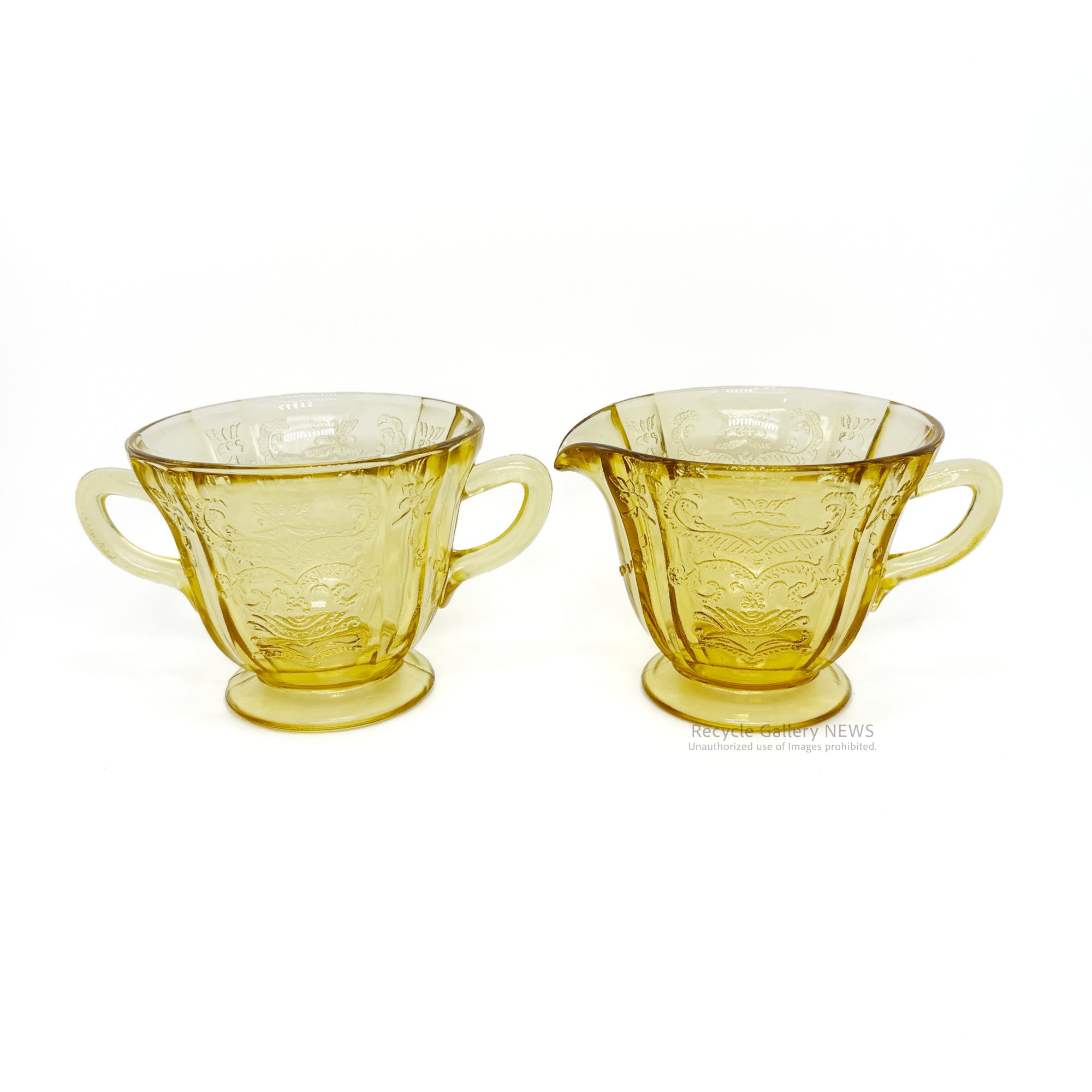 Federal Glass "Madrid" Footed Open Sugar Bowl U.S.A Vintage / フェデラル・グラス マドリッド フットデッド・オープン・シュガーボウル 1930年代