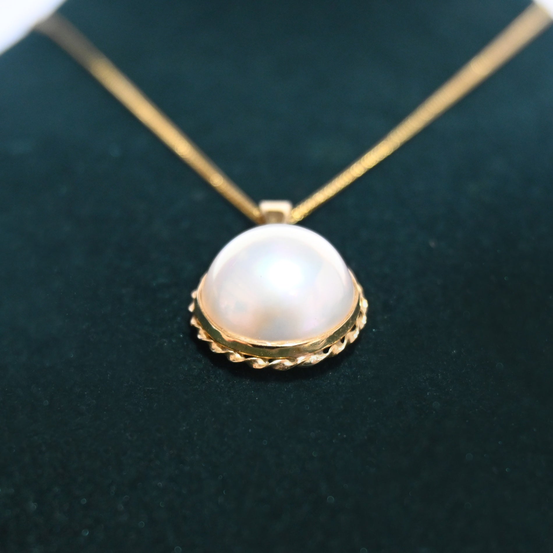 Half Pearl Pendant top & Necklace K18 Gold Antique Jewelry / ハーフパール ペンダントトップ＆ネックレス 18金 ゴールド アンティーク ジュエリー