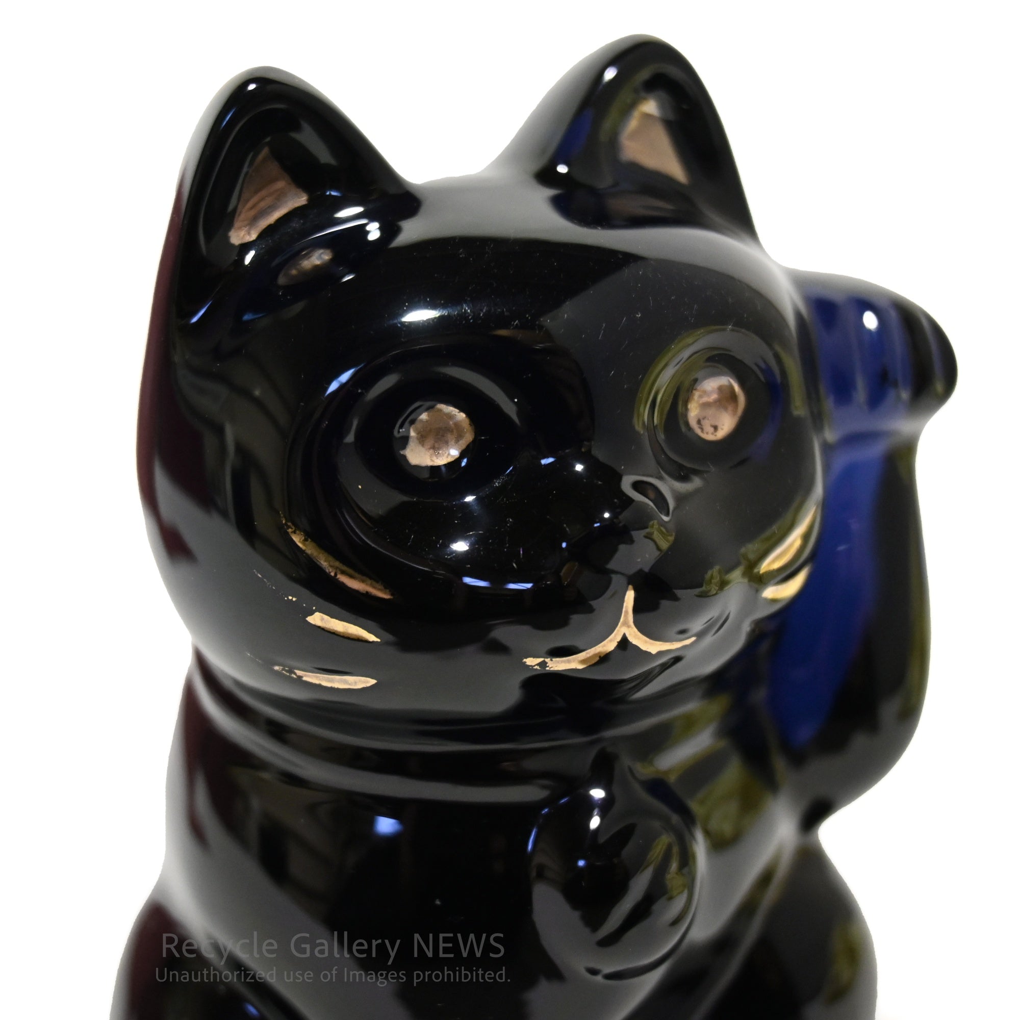 Baccarat Maneki-Neko Lucky Cat Fortune Cat Midnight blue（Blue-black) Crystal Glass / バカラ まねき猫 ミッドナイト ブルーブラック クリスタルガラス