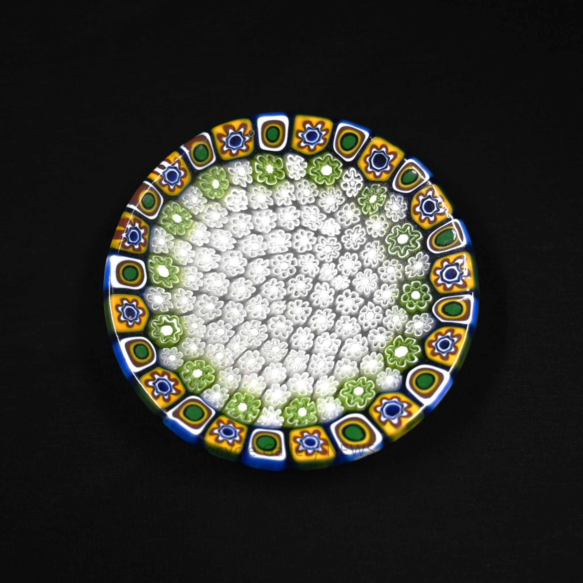 Venezian glass Millefiori Glass Plate Italia Artisan Craftsmanship Floral Pattern / ヴェネチアンガラス ミルフィオリ ガラスプレート 小皿 イタリア クラフトマンシップ 花柄