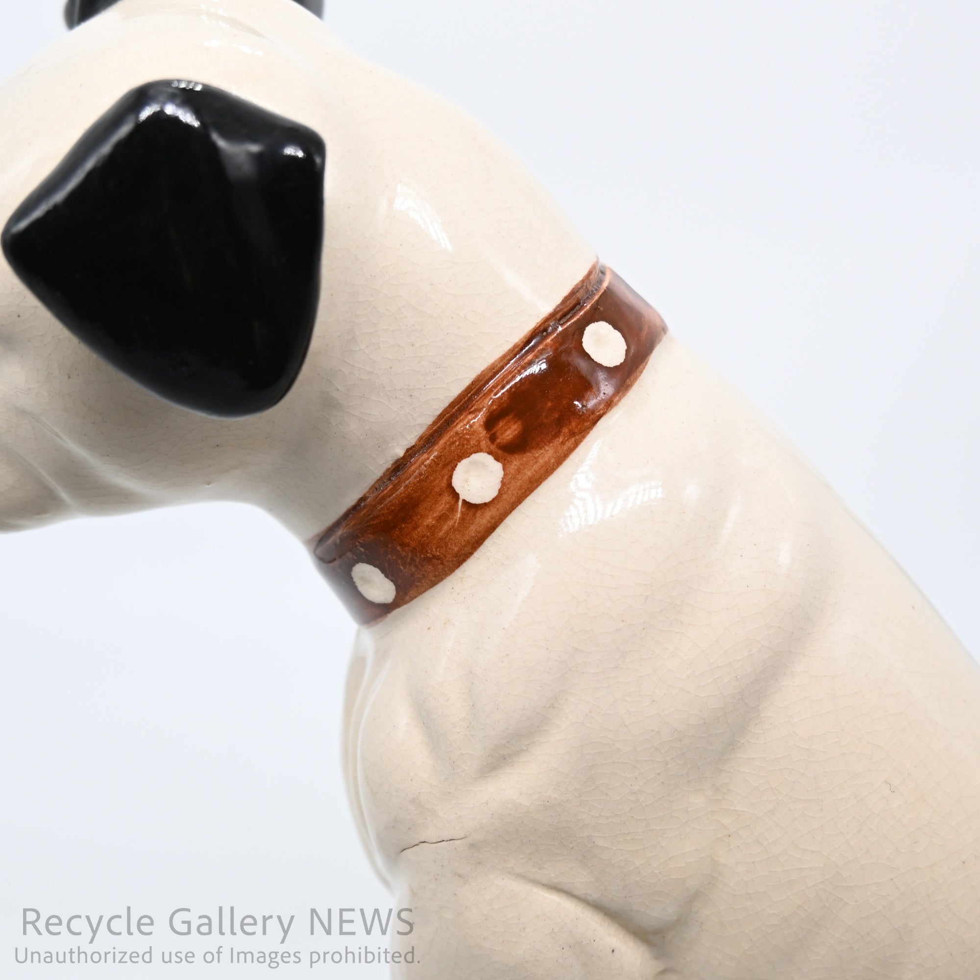 His Master's Voice "Nipper" Vintage Ceramic Dog Figurine Ornament Victor White /『主人の声』ビクター犬 ニッパー 陶器フィギュリン オブジェ 犬の置物 オーディオ レトロ 白