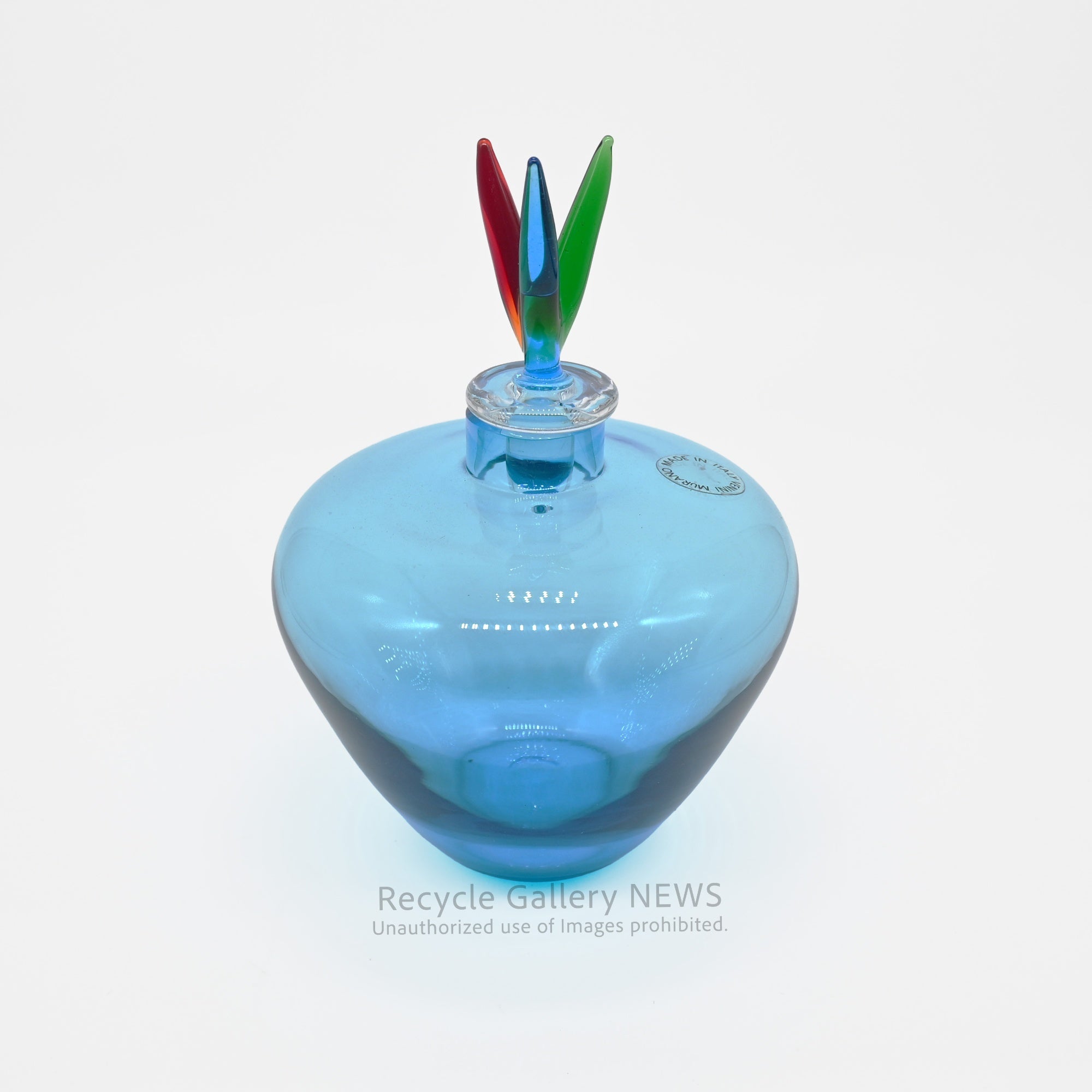 MURANO VENINI MONOFORINI Perfume Bottle Italia Blue Glass Art Piece / ムラノガラス ヴィニーニ社 香水瓶 イタリア モノフォリーニ 青色 アートピース