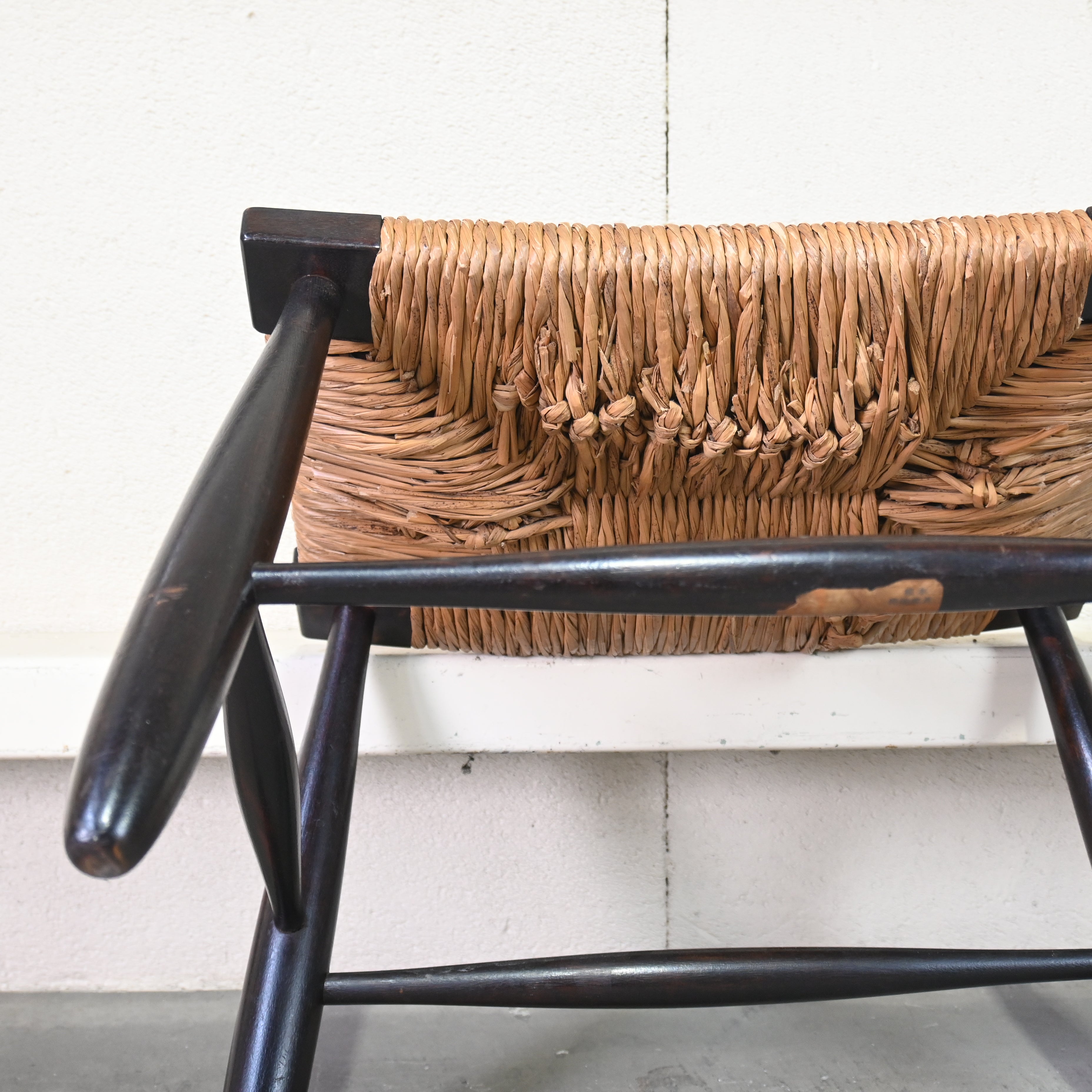 Matsumoto mingei Rush seated stool N.518 Japan vintage Fork art / 松本民芸家具 ラッシスツール #518型 民藝 ジャパンヴィンテージ