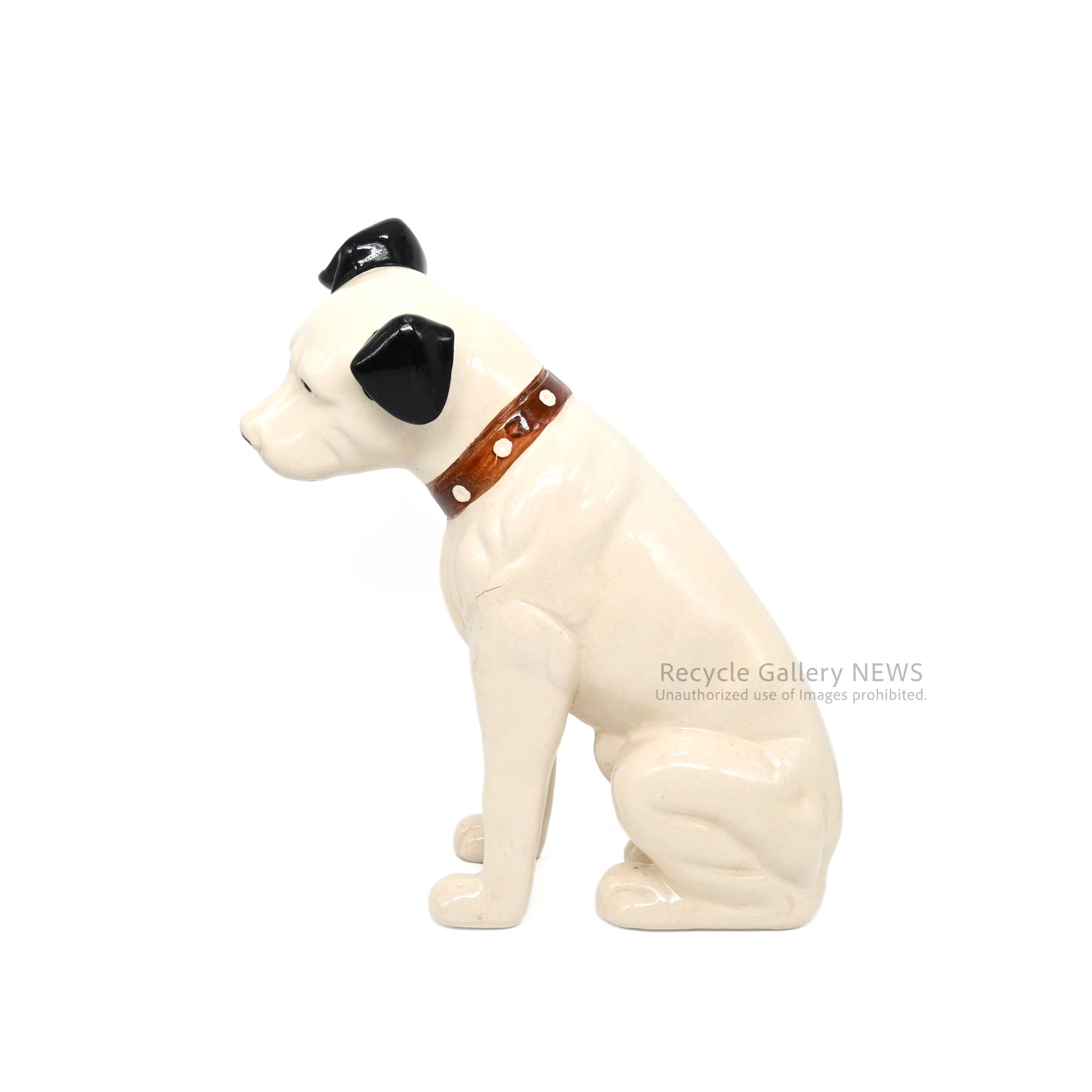 His Master's Voice "Nipper" Vintage Ceramic Dog Figurine Ornament Victor White /『主人の声』ビクター犬 ニッパー 陶器フィギュリン オブジェ 犬の置物 オーディオ レトロ 白