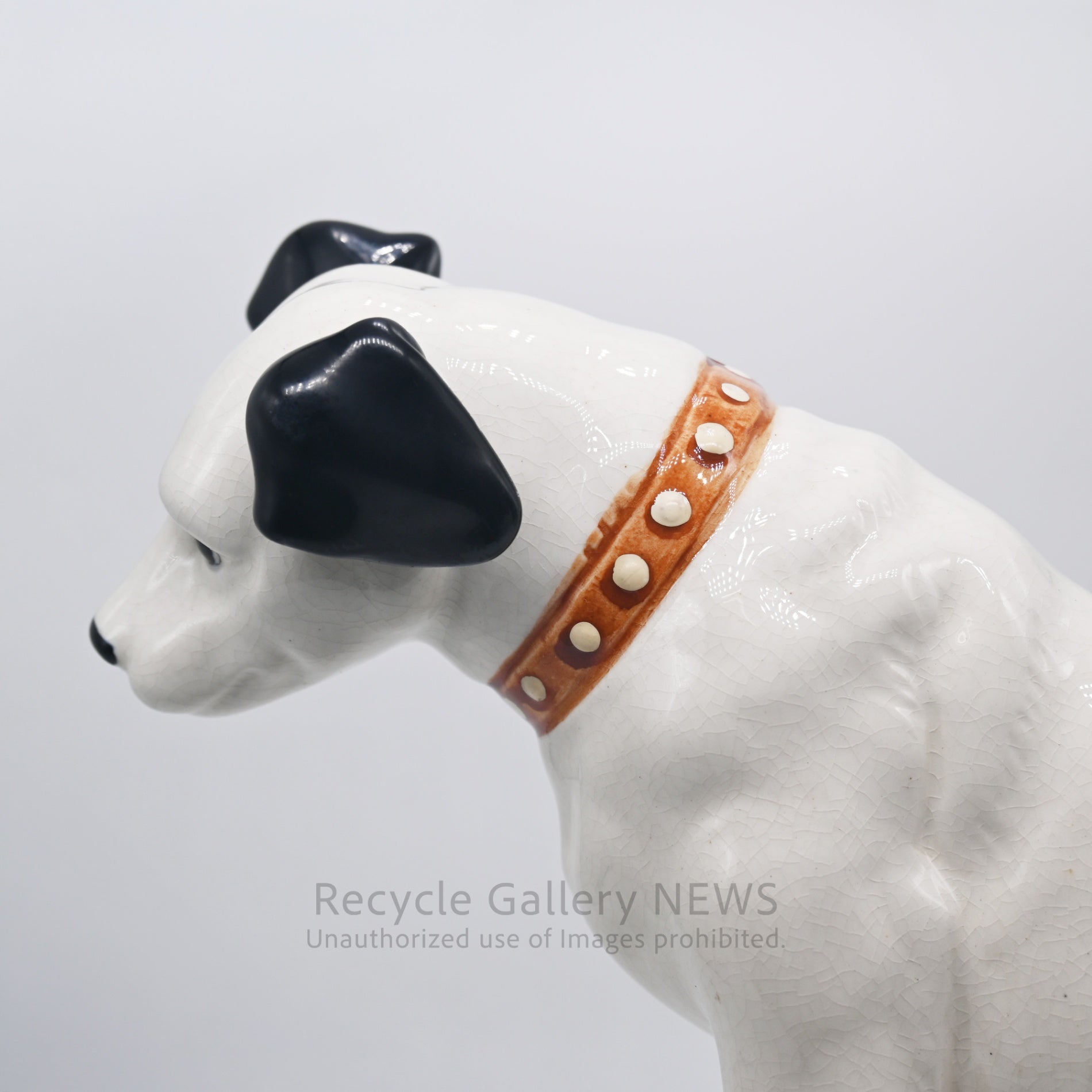 His Master's Voice "Nipper" Vintage Ceramic Dog Figurine Ornament Victor White / 『主人の声』ビクター犬 ニッパー 陶器フィギュリン オブジェ 犬の置物 オーディオ レトロ 白