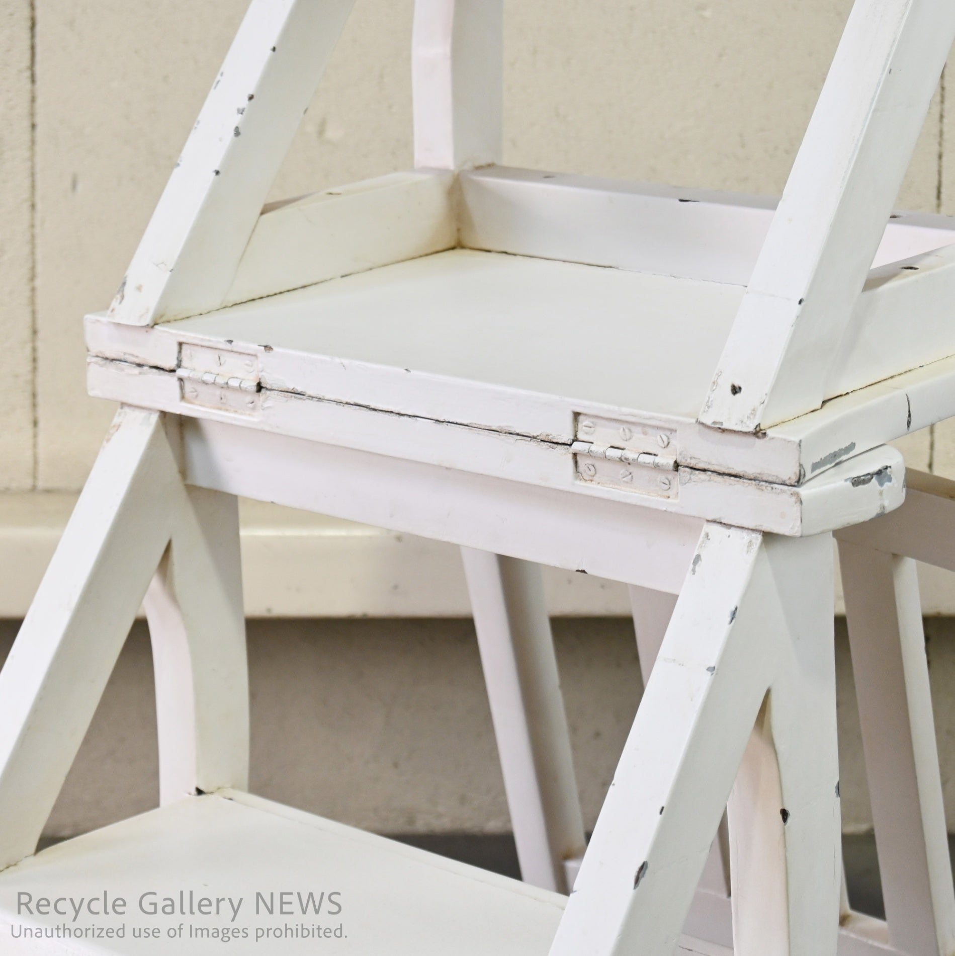 Vintage Foldable Library Step Chair White / ヴィンテージ 折りたたみ ライブラリー ステップ チェア 白