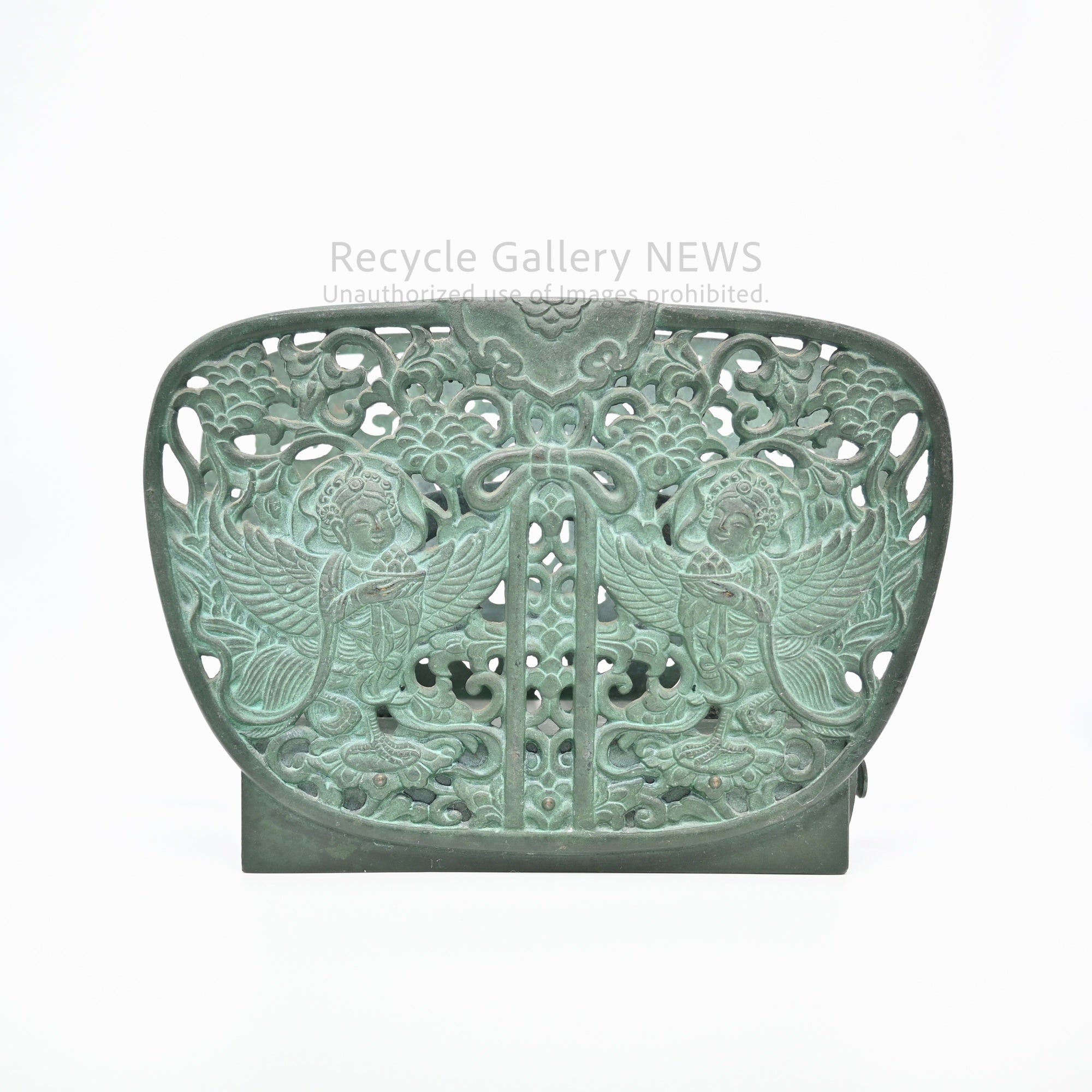 Green Bronze Ash Tray Art Object Oriental Vintage  / 青銅 灰皿 オブジェ オリエンタル ヴィンテージ 緑