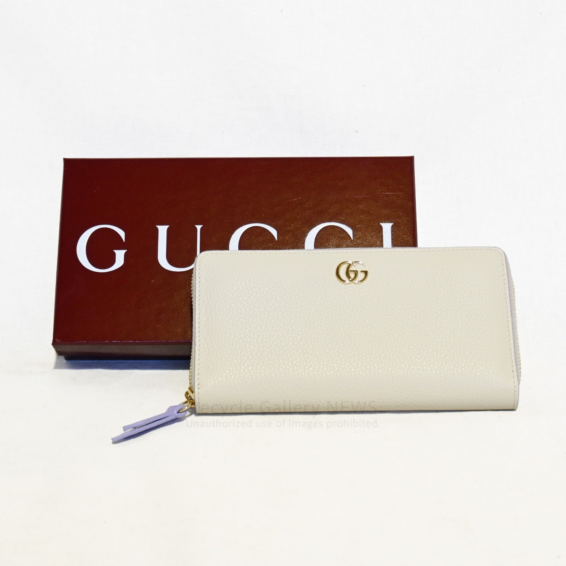 GUCCI Double G Two-Tone Zip-Around Wallet Limited to Japan Ivory 