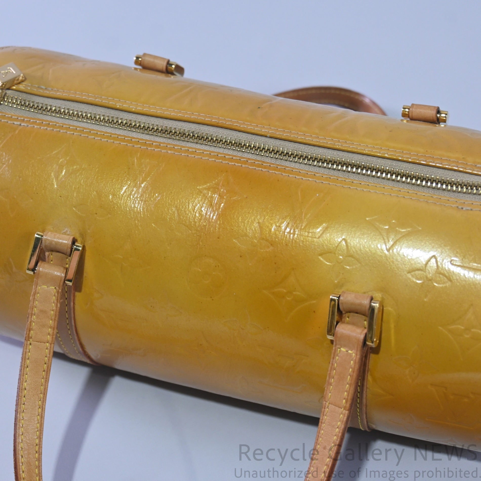 Louis Vuitton Vernis Bedford Barrel Hand Bag Patent Leather Yellow Monogram / ルイヴィトン ヴェルニ ベッドフォード イエロー エナメル バレル ハンドバッグ モノグラム