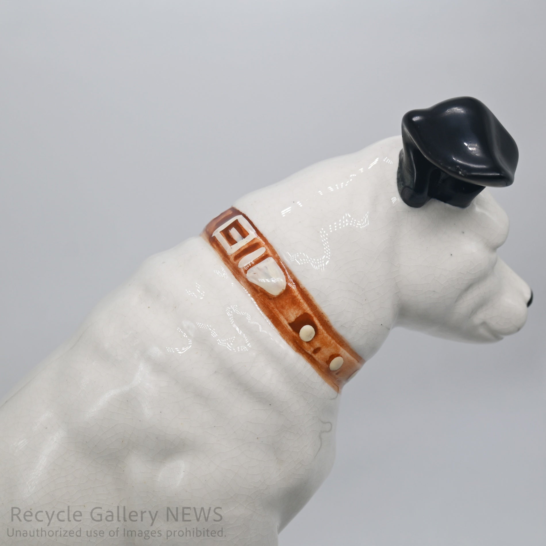 His Master's Voice "Nipper" Vintage Ceramic Dog Figurine Ornament Victor White / 『主人の声』ビクター犬 ニッパー 陶器フィギュリン オブジェ 犬の置物 オーディオ レトロ 白